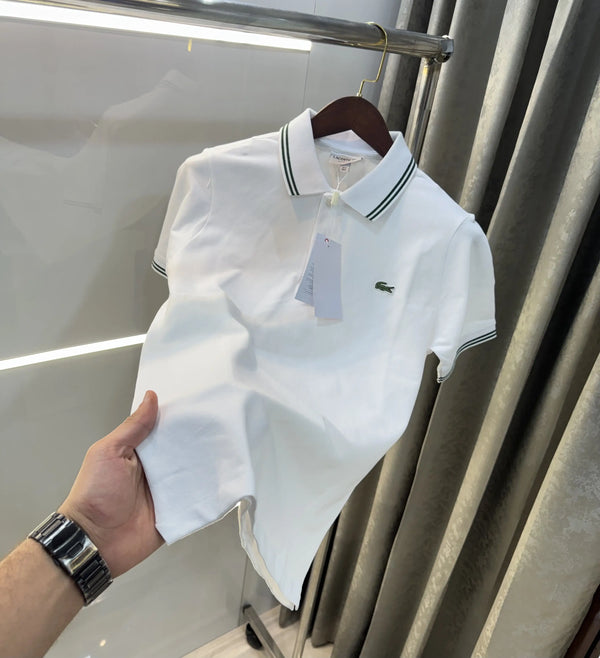 Lacost e White Logo Work Premium Polo T-Shirt