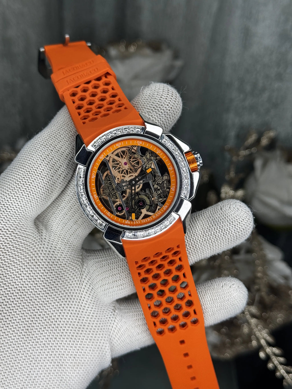 Jacob&co. Ram Japan Silver Orange Premium Automatic Watch