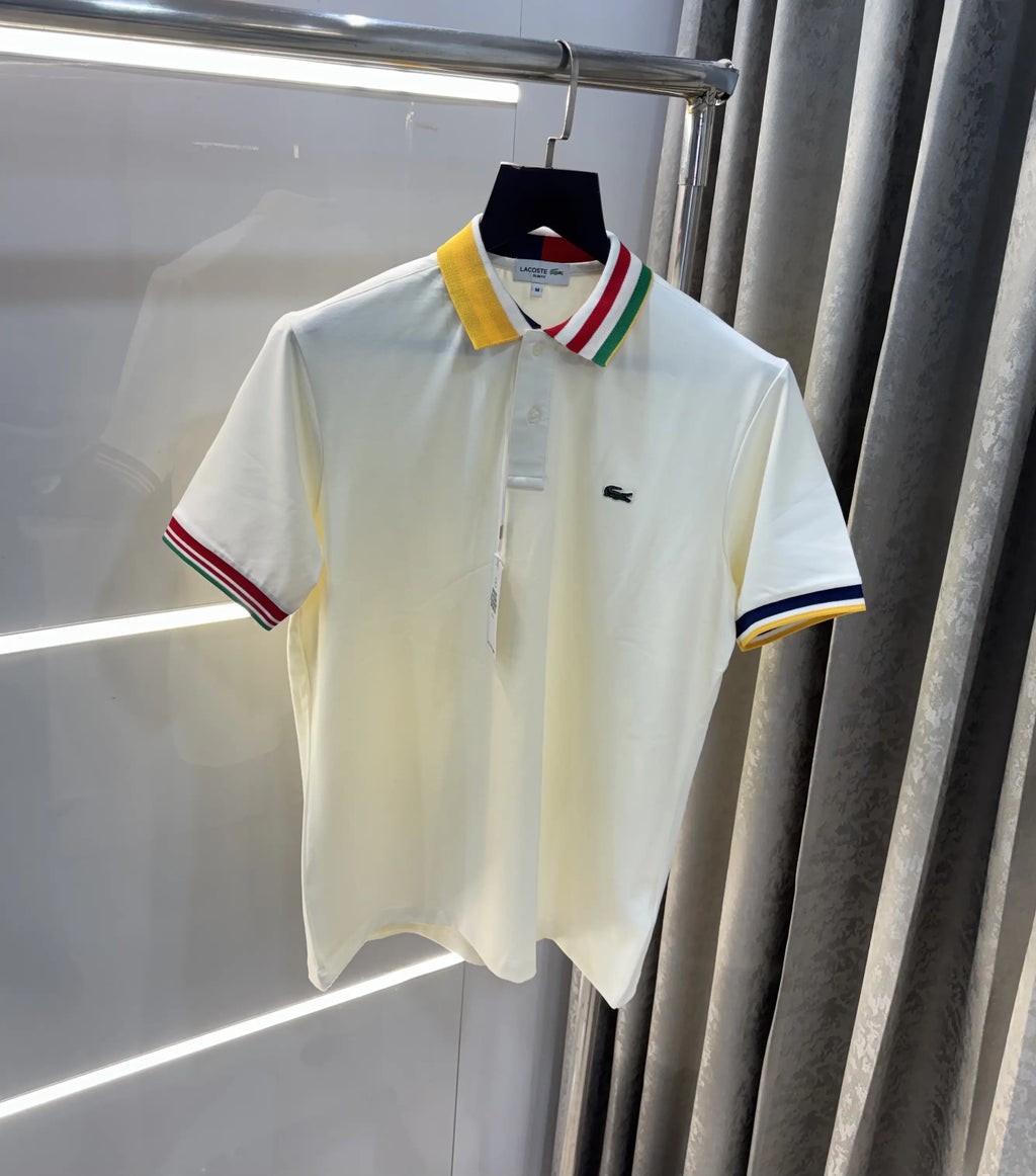 Lacost e Cream Embroidery Logo Premium Polo T-Shirt