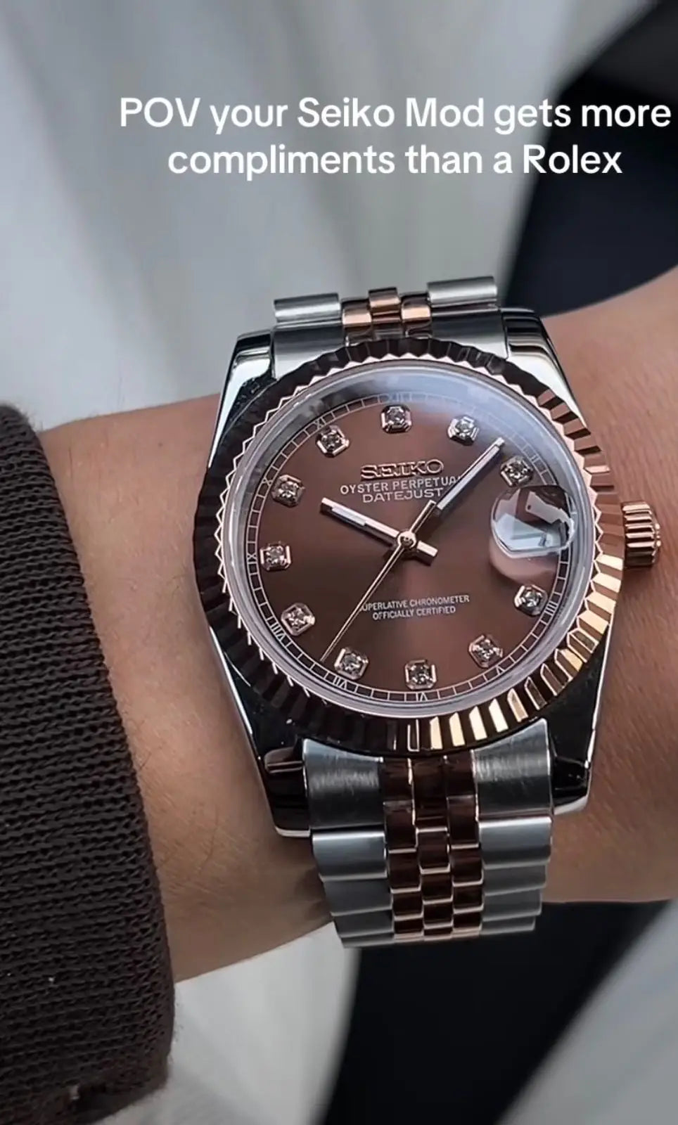 Seik o Datejust Dual Chocolate Dial Premium Sweep Watch