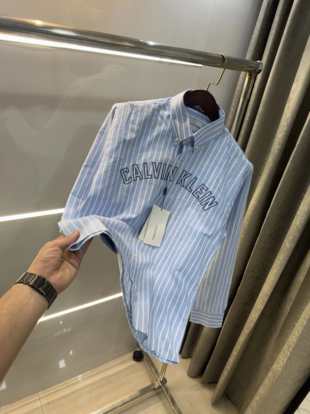 Calvin Klein Sky Blue Stripes Premium Shirt