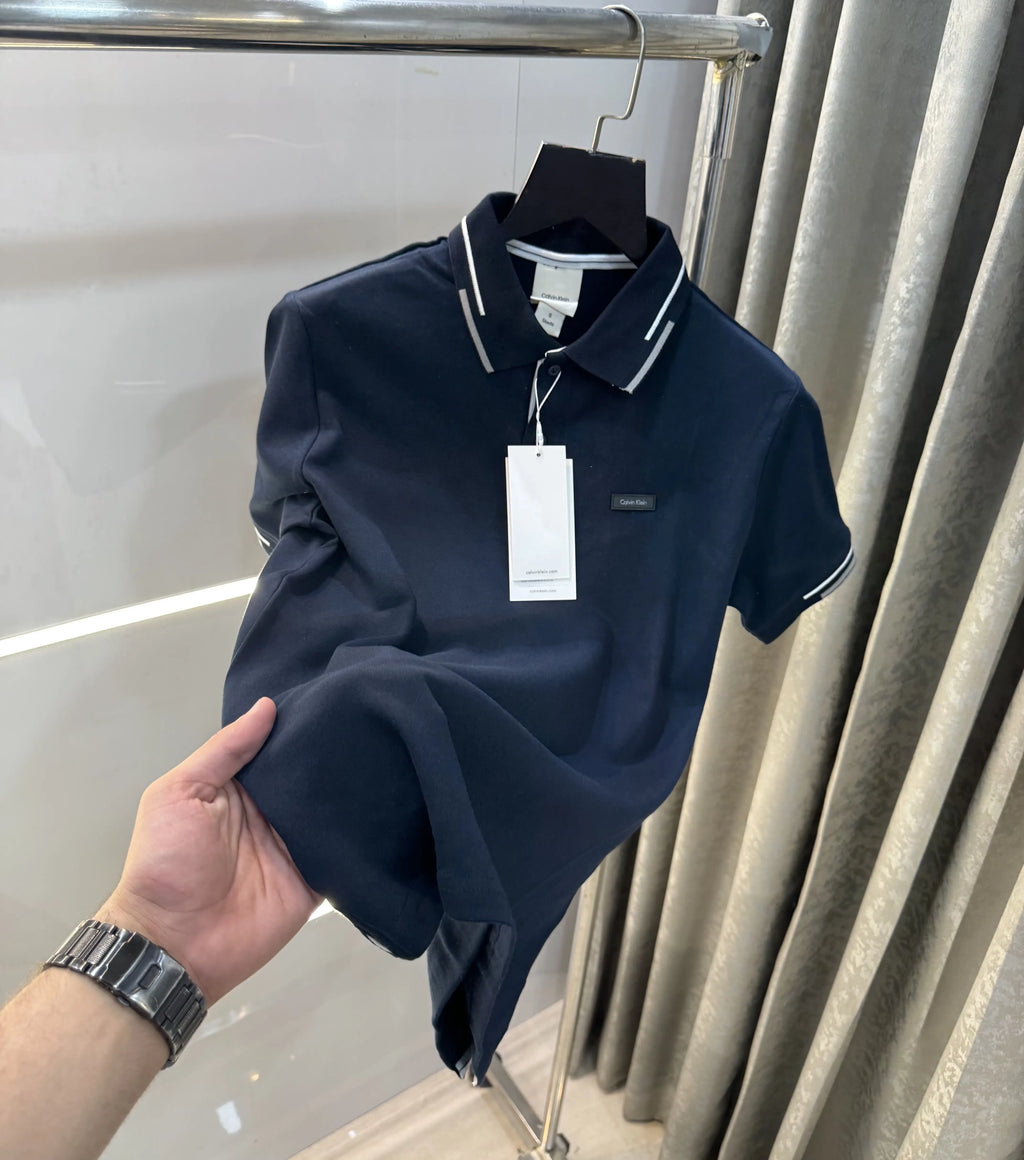 Calvin Klein Navy Blue Logo Work Premium Polo T-Shirt