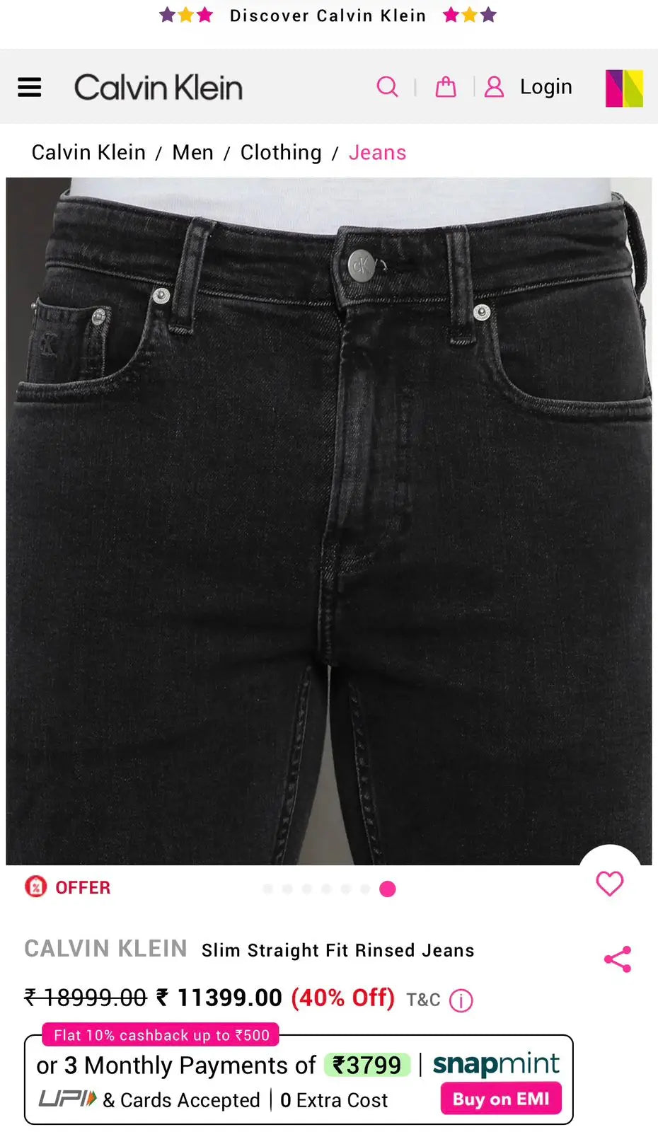 Calvi n Klein Black Imported Hyperflex Denim