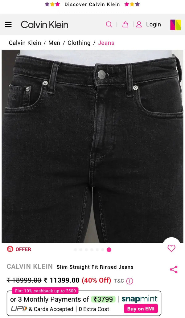 Calvi n Klein Black Imported Hyperflex Denim