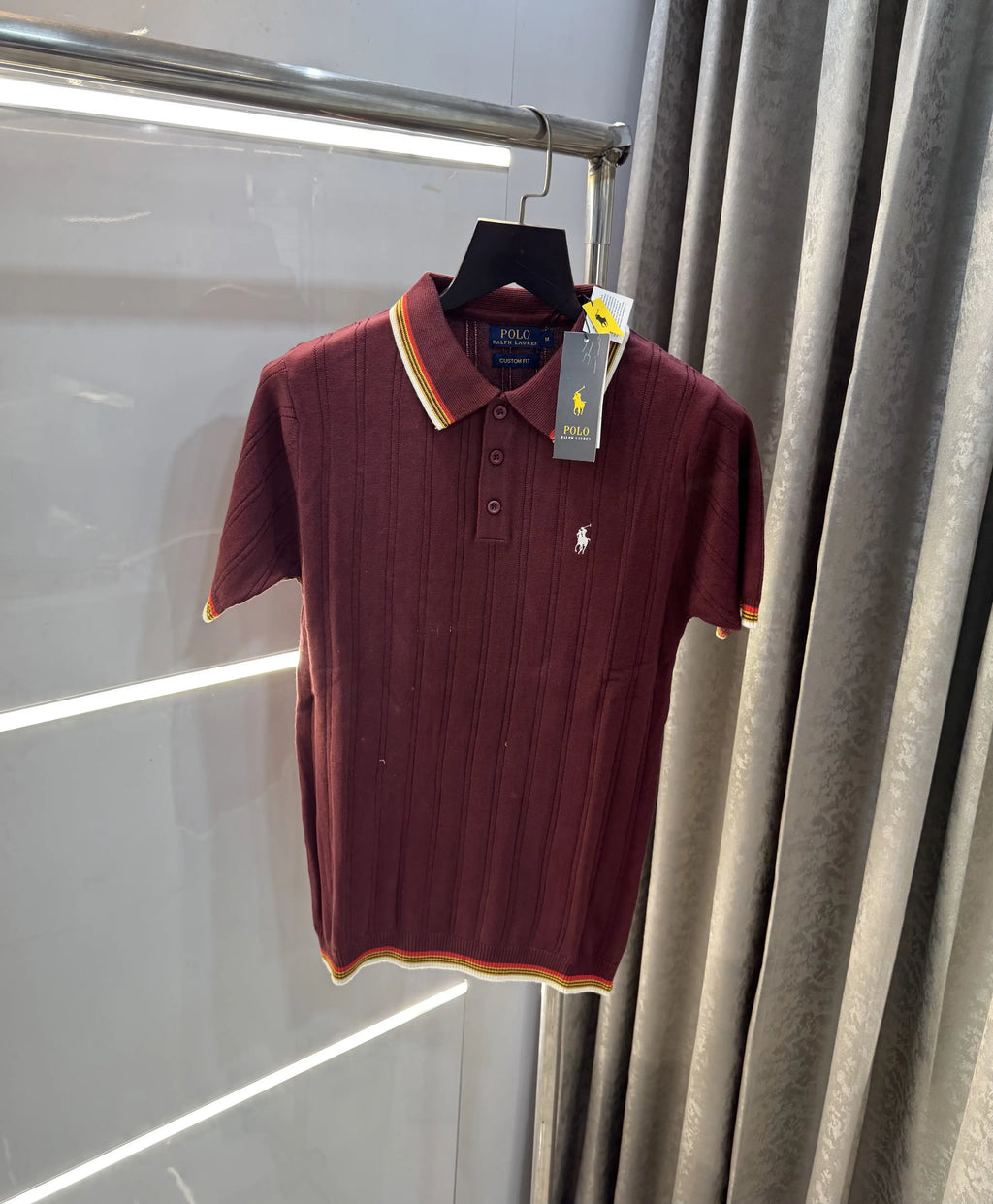 Ralph  Lauren Wine Premium Knitted Polo T-Shirt