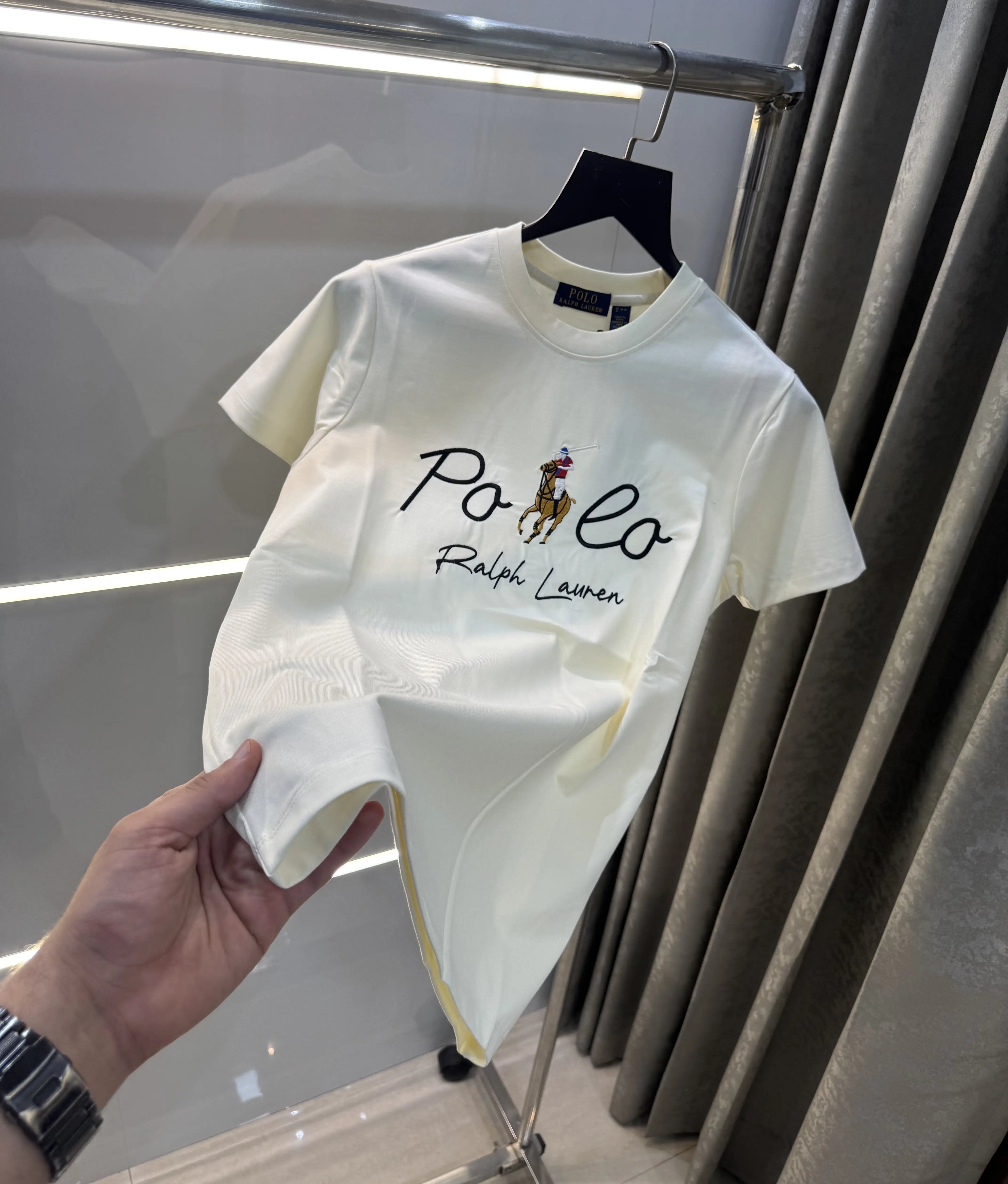 Ralph Lauren Cream Logo Work Premium T-Shirt