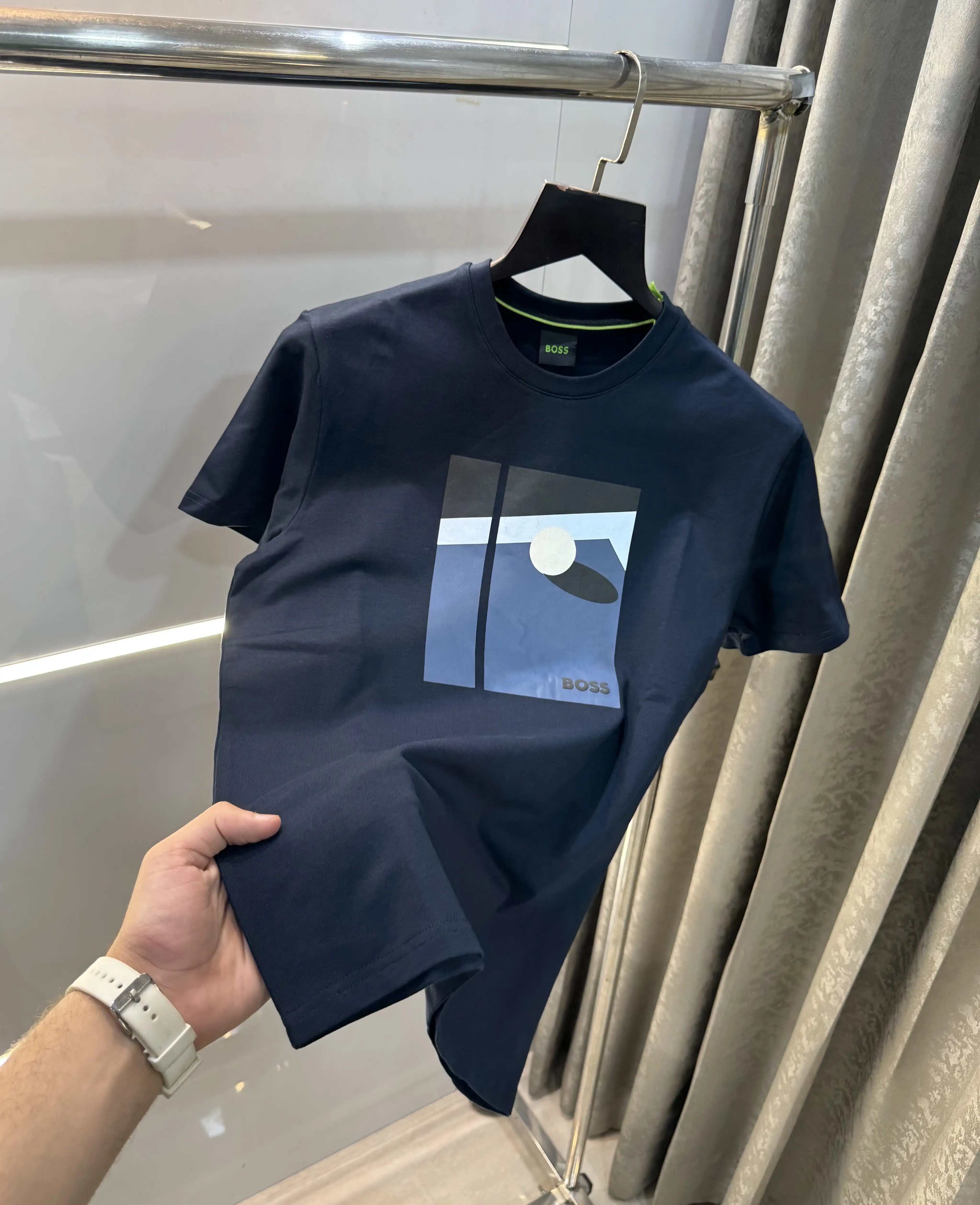 Hugo Boss Navy Blue Logo Print Premium T-Shirt Main image