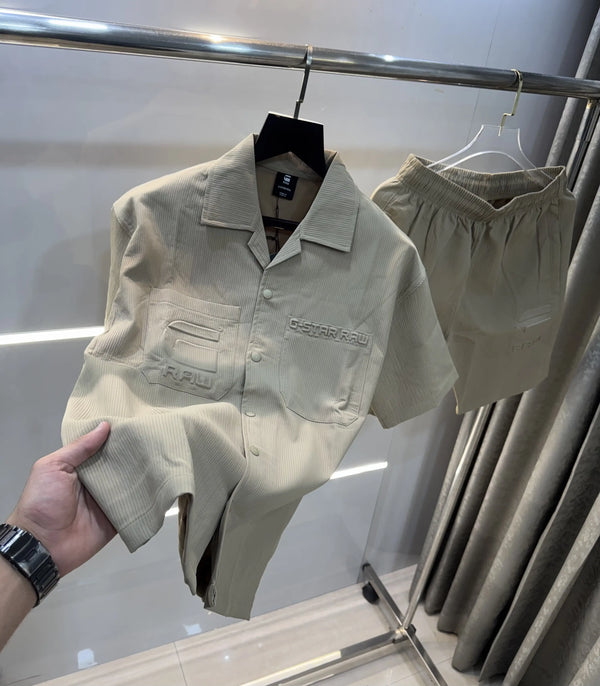 G-Star Raw Beige Logo Work Premium OversizedCord Set