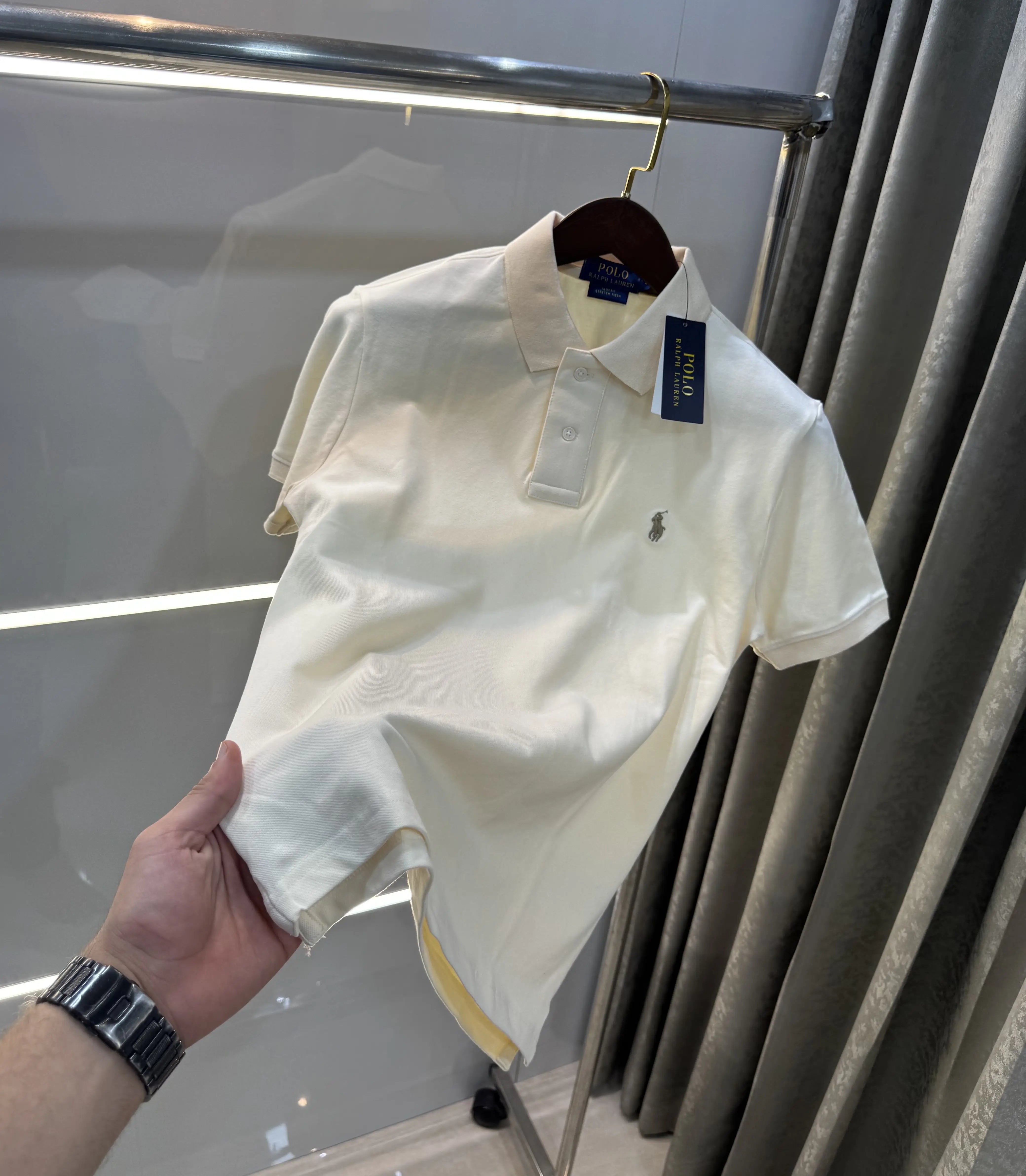 Ralph Lauren Cream Embroidery Logo Knitted Polo T-shirt Secondary image
