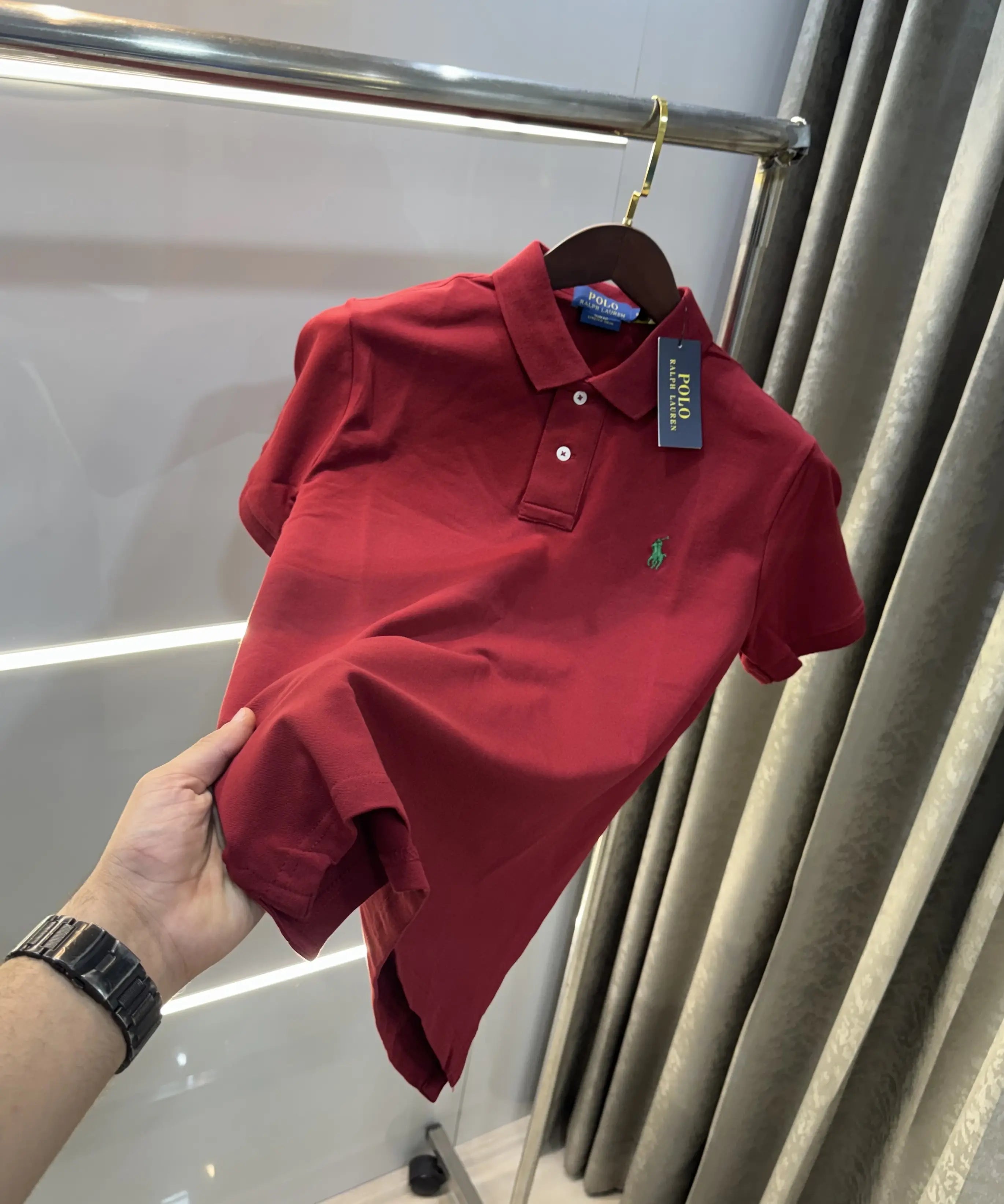 Ralph Lauren Maroon Embroidery Logo Knitted Polo T-shirt Main image