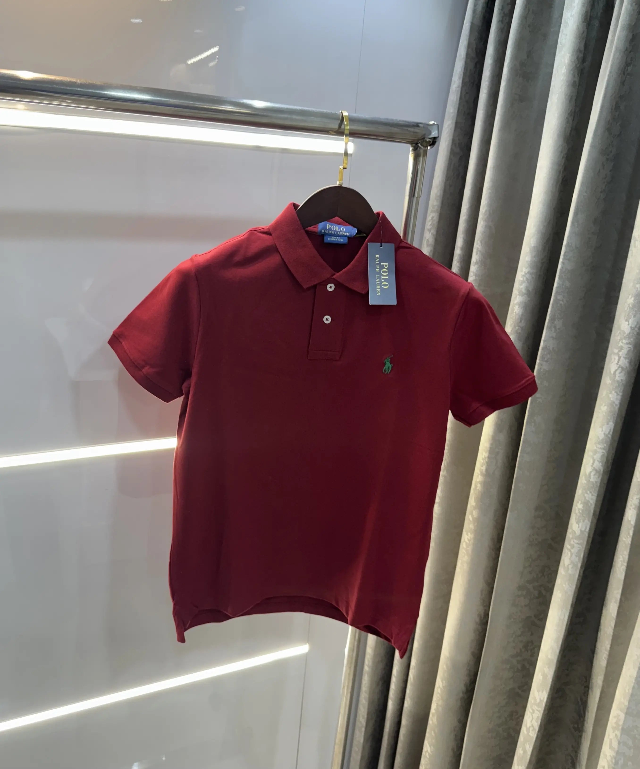 Ralph Lauren Maroon Embroidery Logo Knitted Polo T-shirt Secondary image