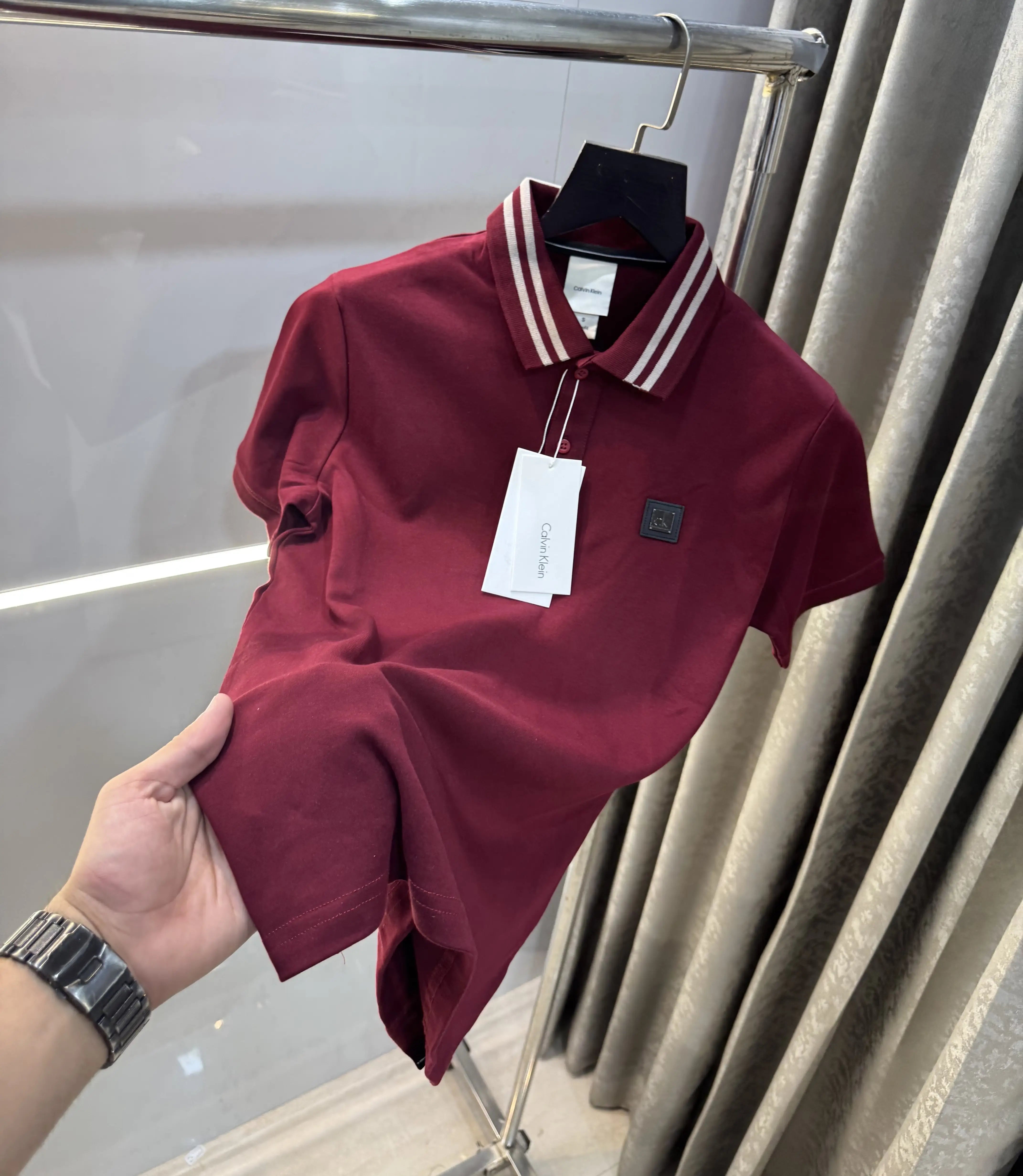 Calvin Klein Wine Logo Work Premium Polo T-Shirt Secondary image