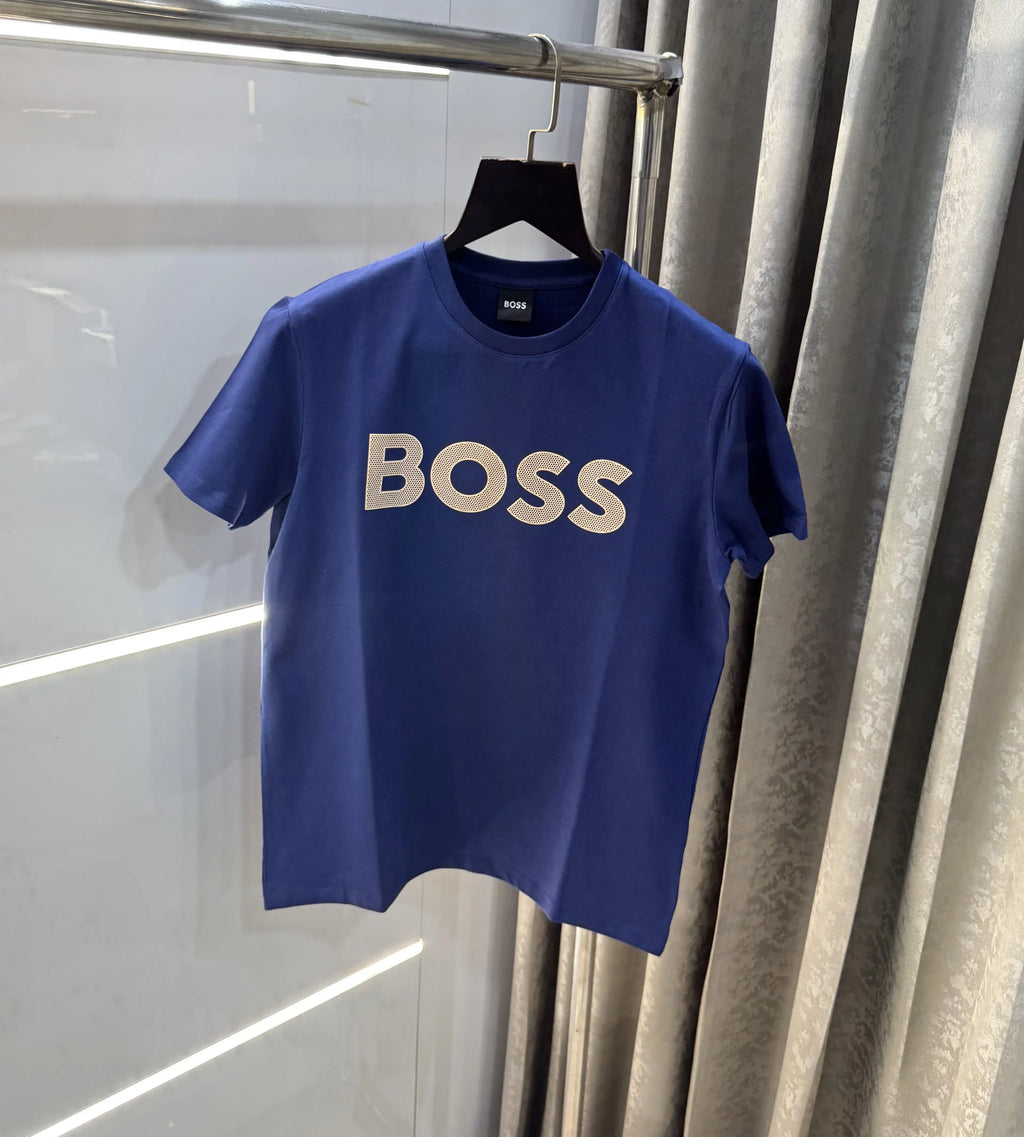 Hugo Boss Blue Logo Print Premium T-Shirt