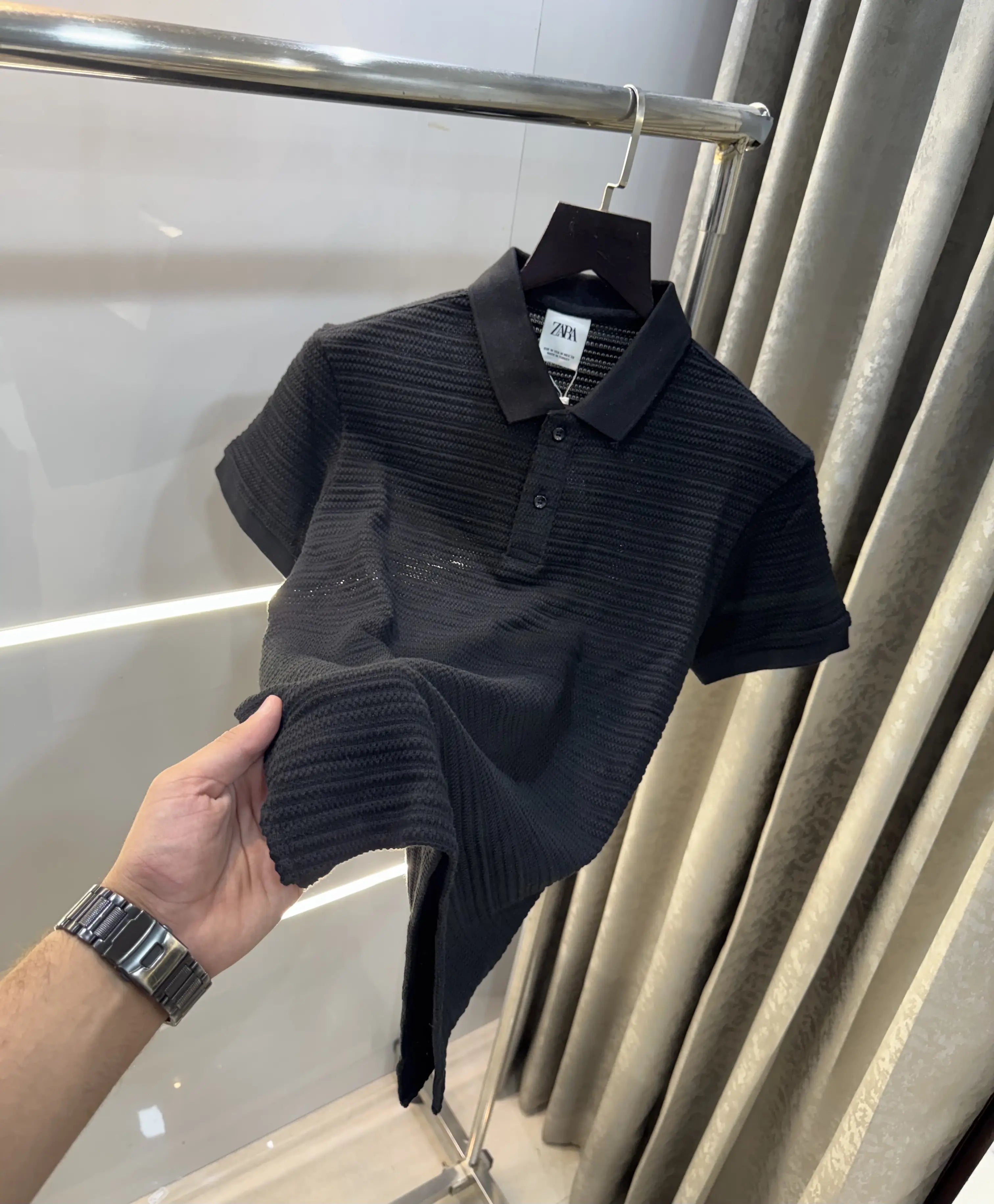 Zar a Black Premium Knitted Polo T-Shirt Main image