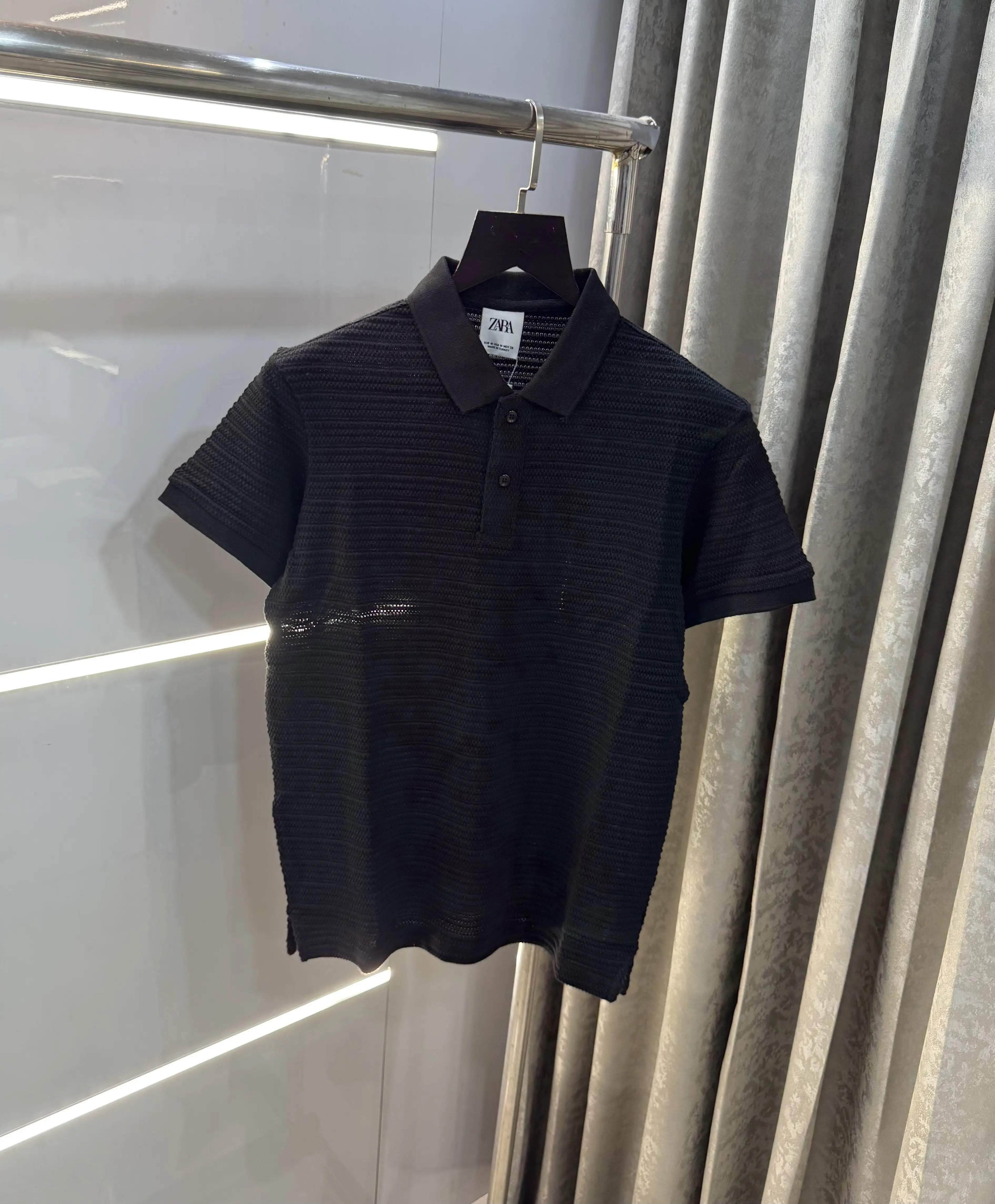 Zar a Black Premium Knitted Polo T-Shirt Secondary image