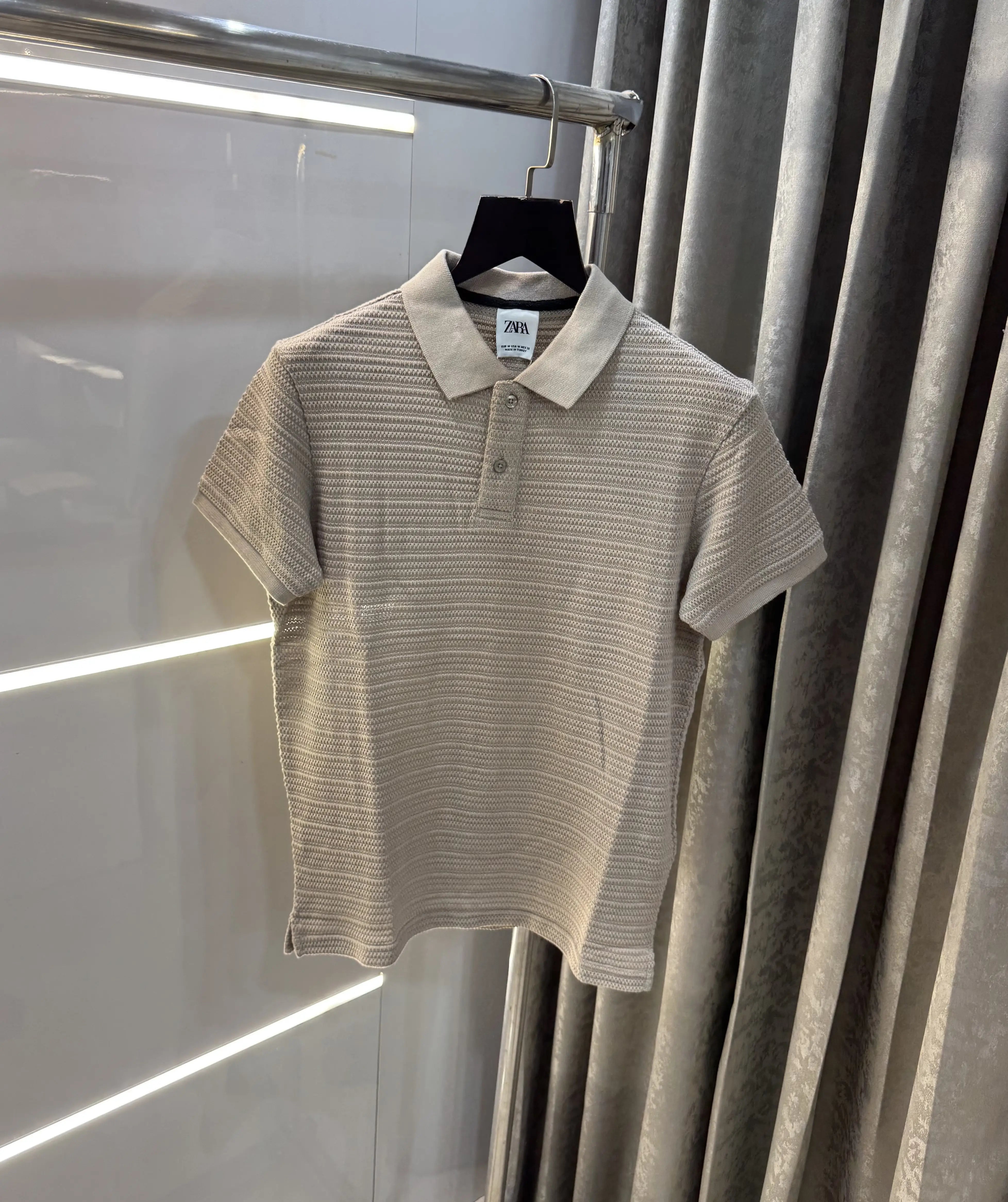 Zar a Beige Premium Knitted Polo T-Shirt Main image