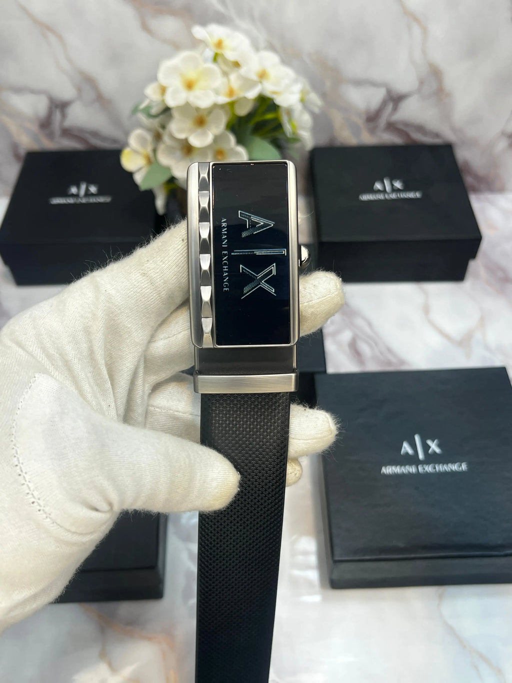 ARMANI EXCHANGE PREMIUM QUALITY AUTOLOCK REVESABLE BELT WITH OG BOX