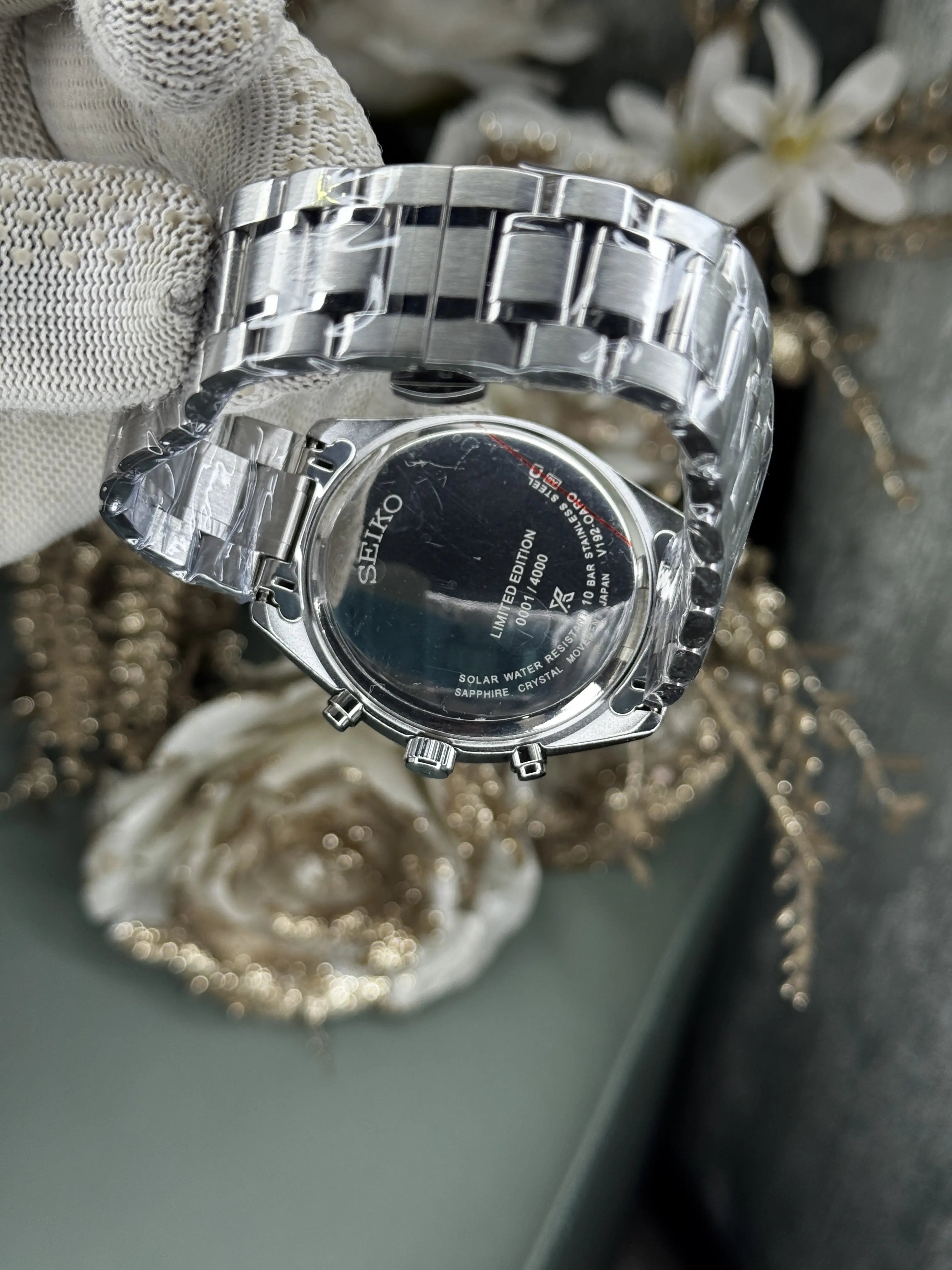 Seiko Chronograph Silver Green Premium Watch
