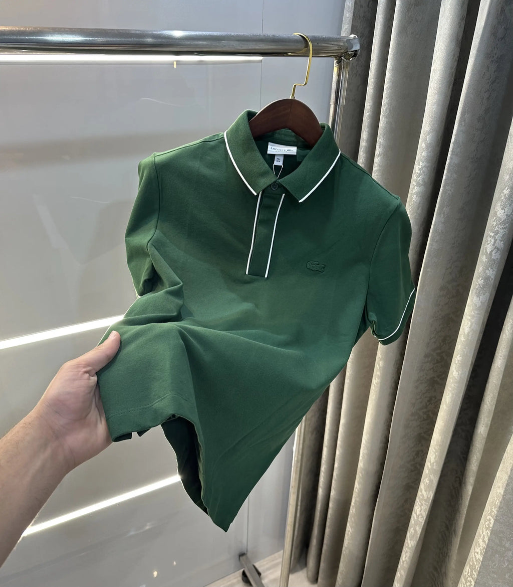 Lacost e Olive Embroidery Logo Premium Polo T-Shirt