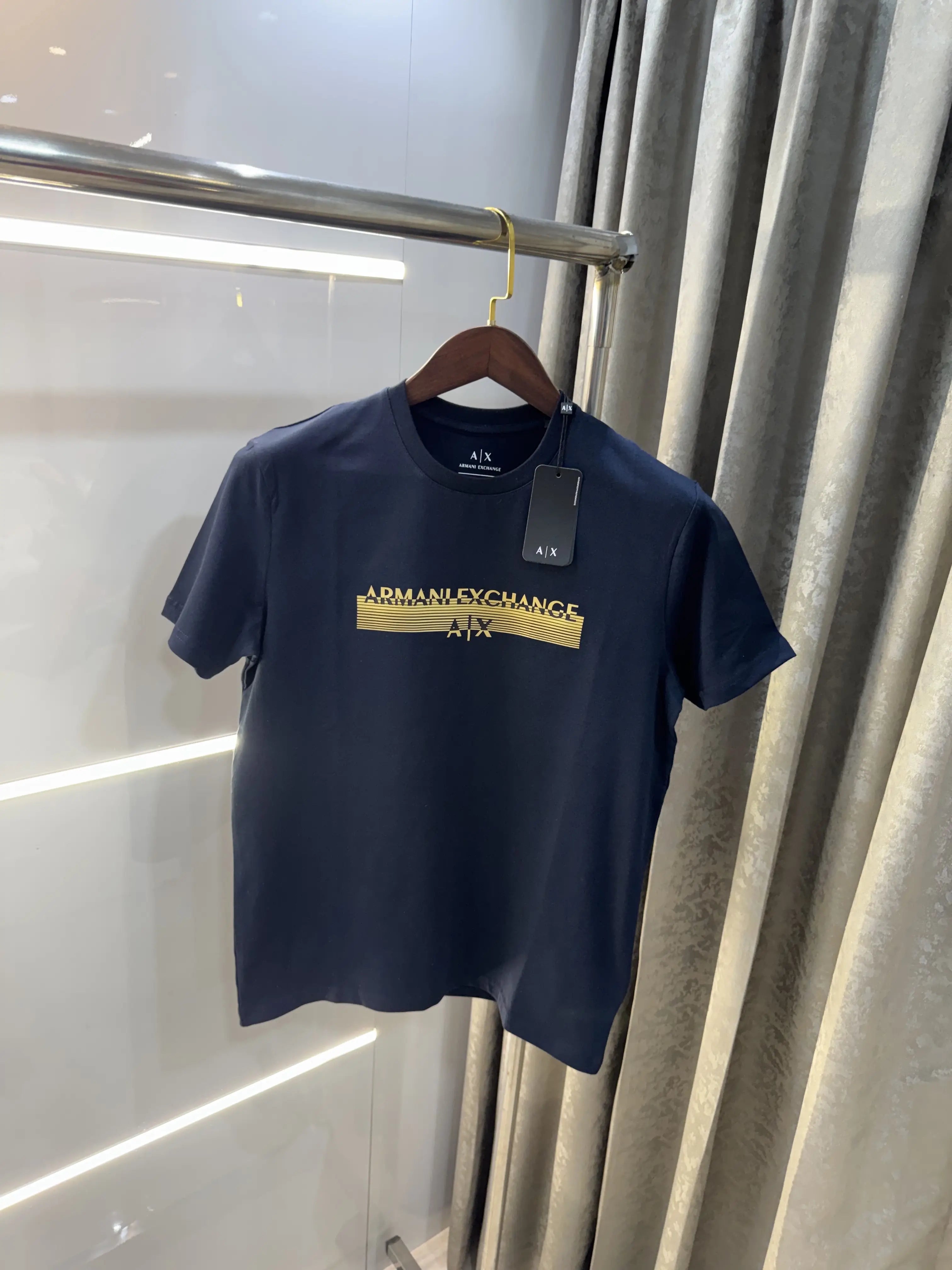 Arman i Exchange Navy Blue Logo Print Imported T-Shirt