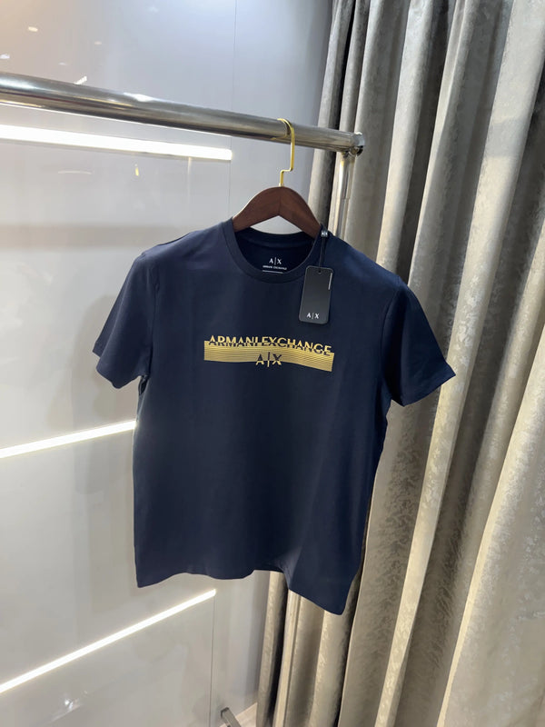 Arman i Exchange Navy Blue Logo Print Imported T-Shirt