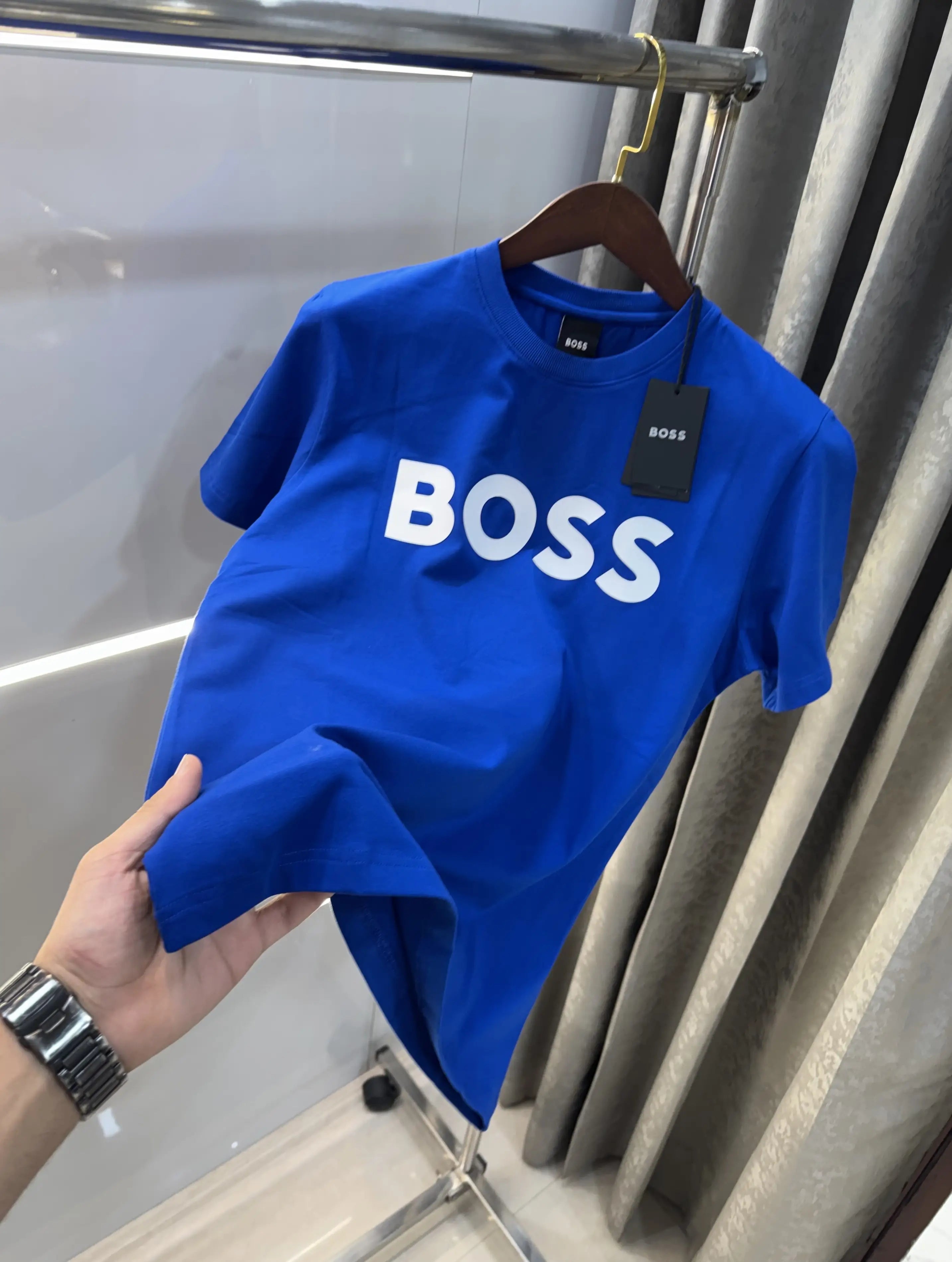 Hugo Bos s Blue Logo Print Premium T-Shirt
