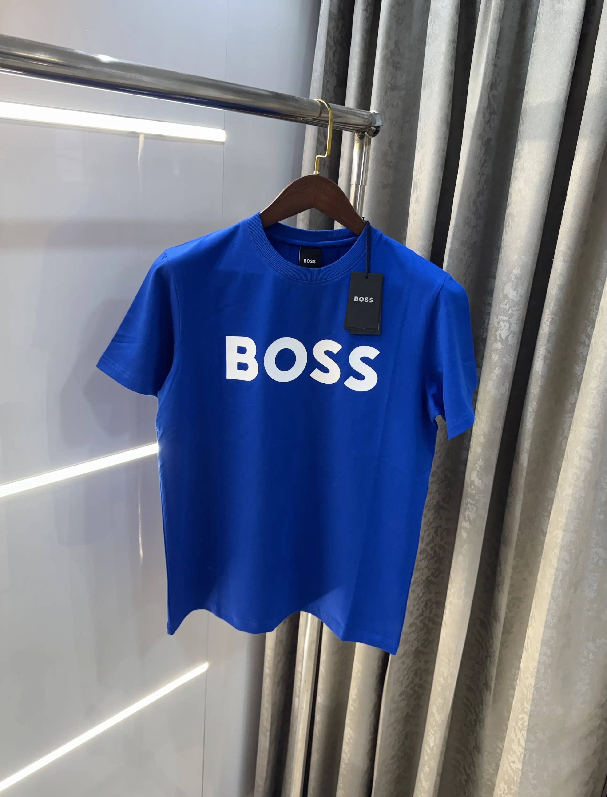 Hugo Bos s Blue Logo Print Premium T-Shirt