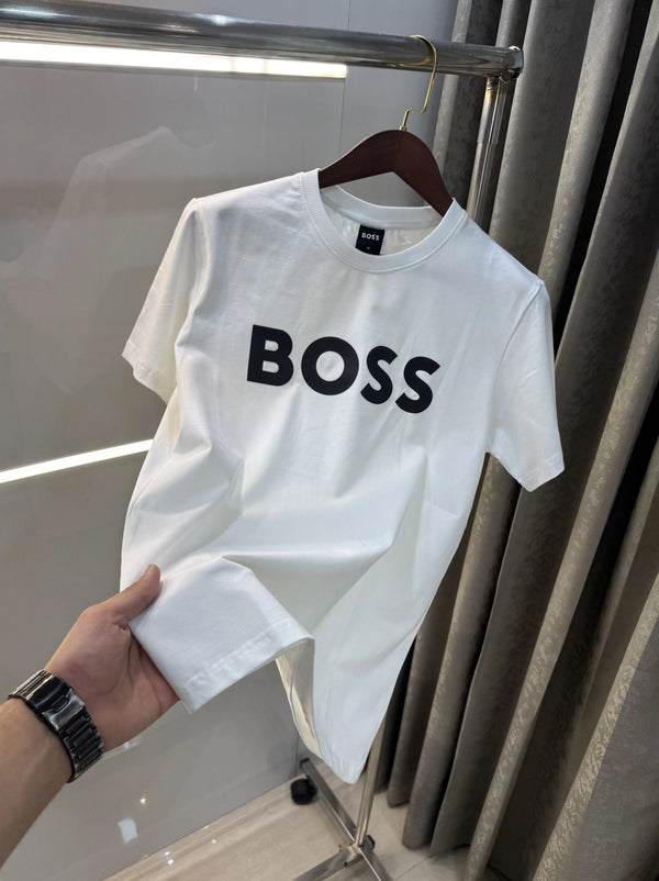 Hugo Bos s White Logo Print Premium T-Shirt