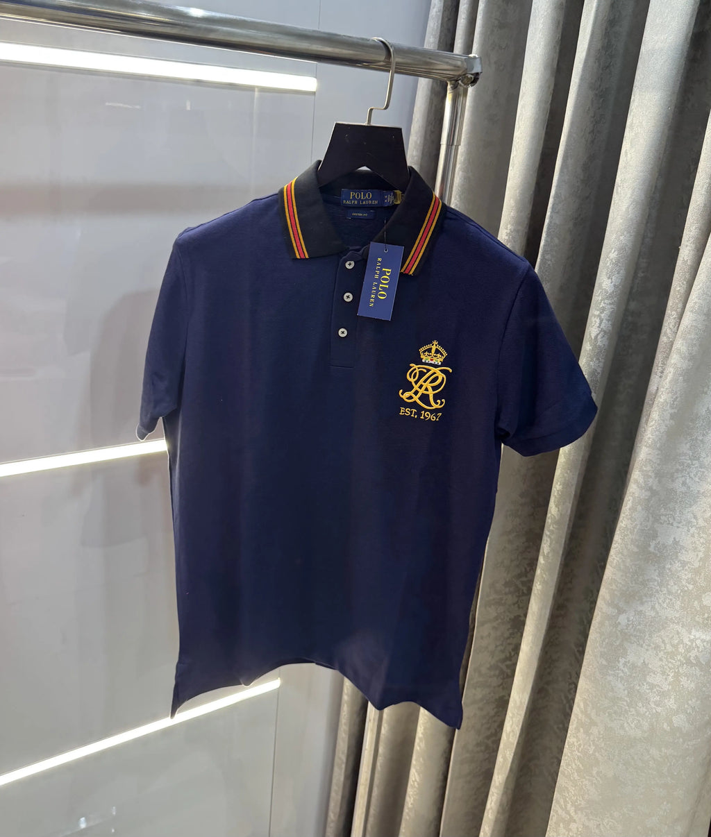 Ralph Lauren Blue Embroidery Logo Premium Polo T-Shirt