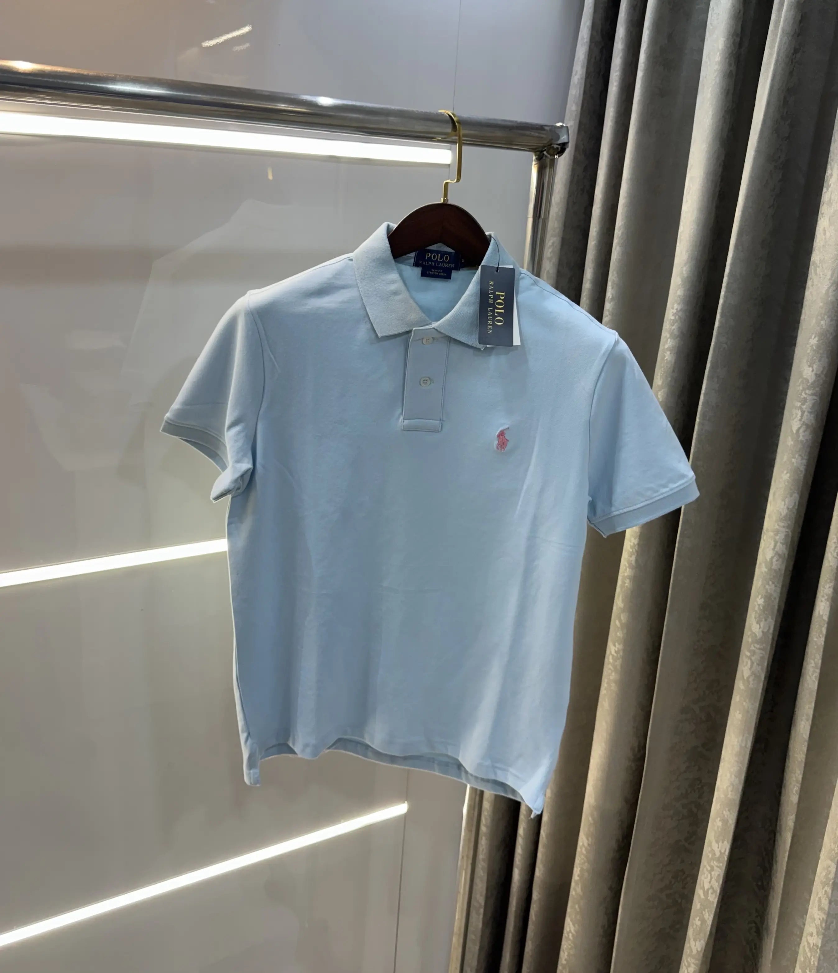 Ralph Lauren Sky Blue Embroidery Logo Knitted Polo T-shirt Main image