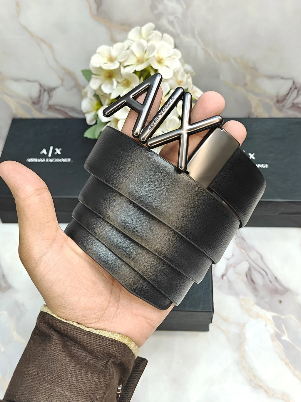 AX ARMANI EXCHANGE PREMIUM QUALITY REVERSEABLE BELT WITH OG BOX