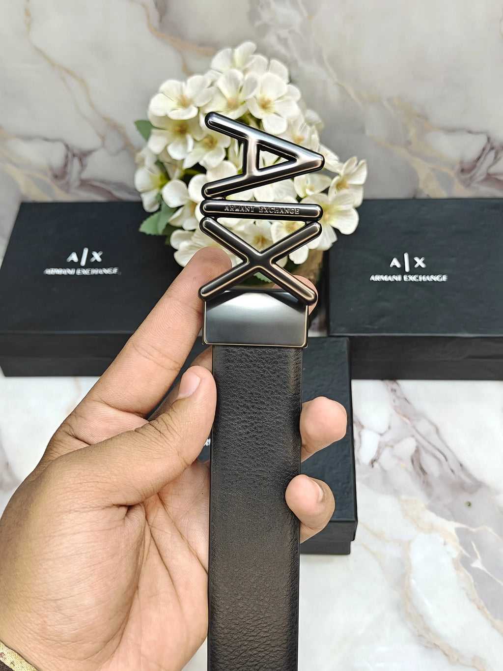 AX ARMANI EXCHANGE PREMIUM QUALITY REVERSEABLE BELT WITH OG BOX