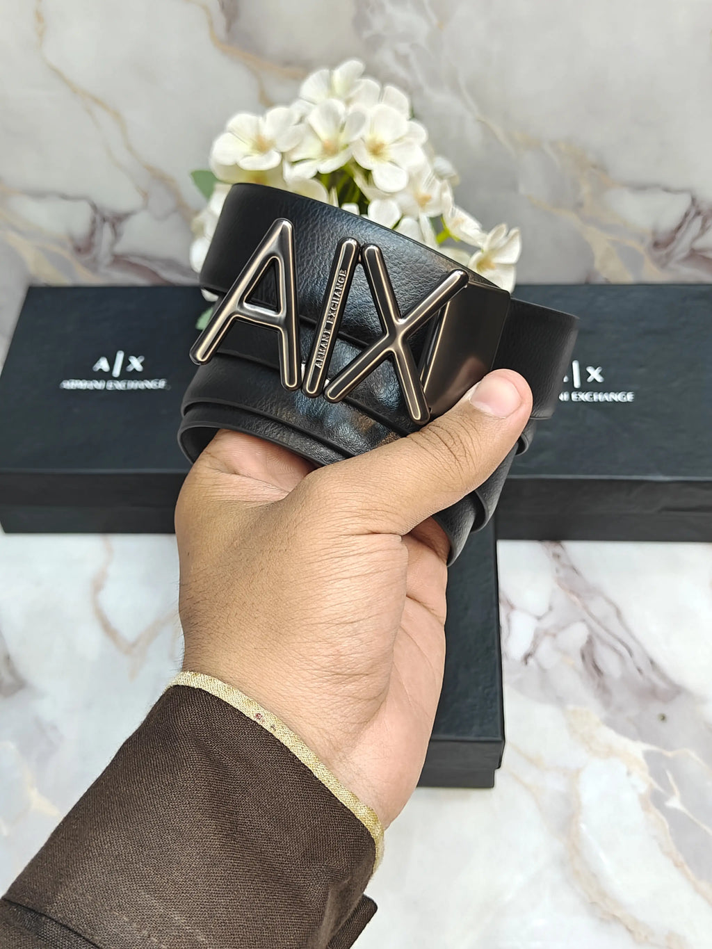 AX ARMANI EXCHANGE PREMIUM QUALITY REVERSEABLE BELT WITH OG BOX