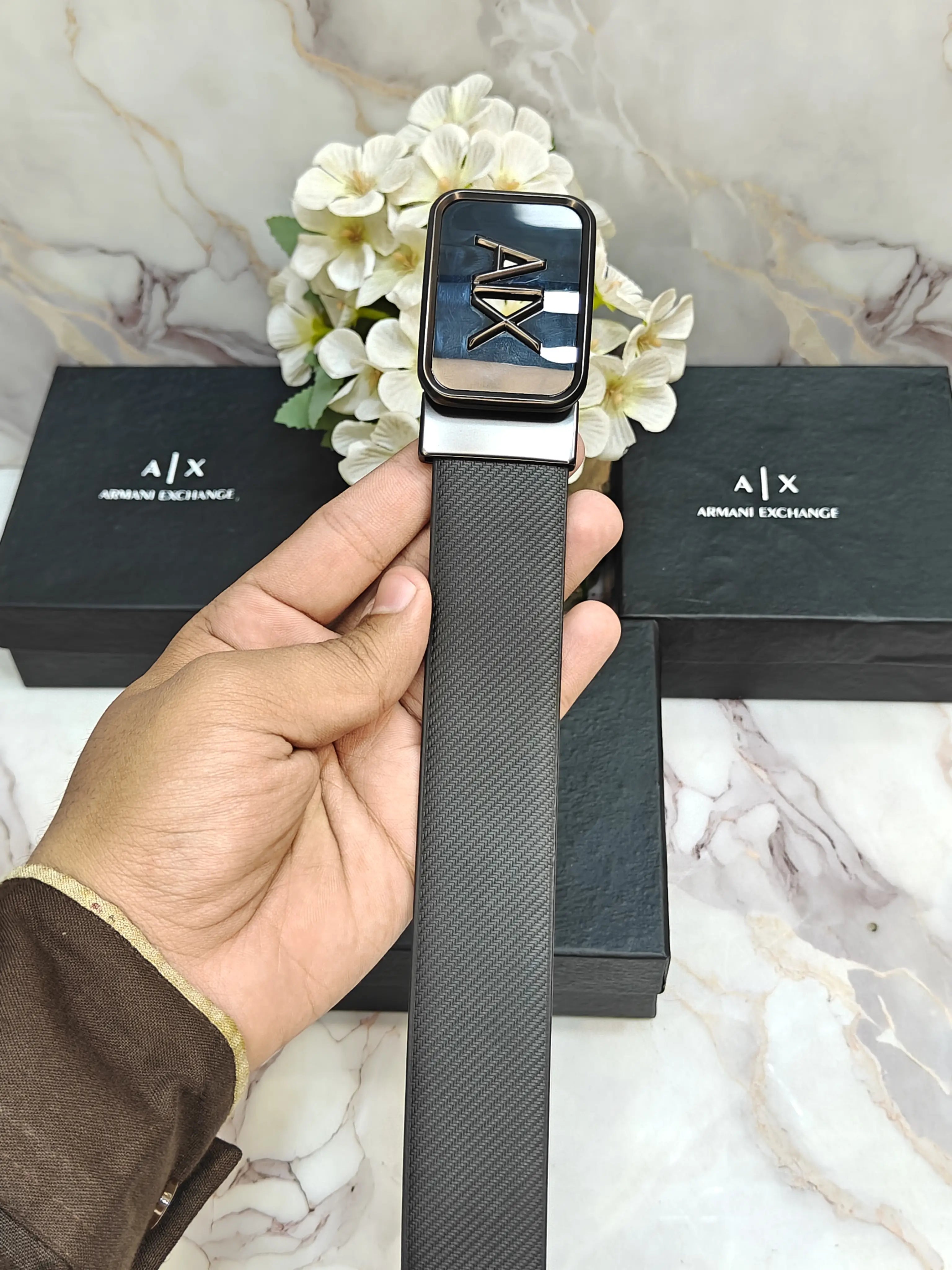 AX ARMANI EXCHANGE PREMIUM QUALITY REVERSEABLE BELT WITH OG BOX