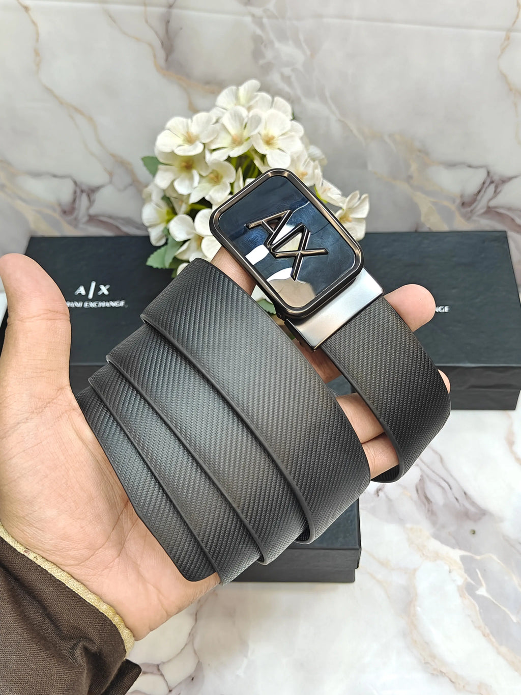 AX ARMANI EXCHANGE PREMIUM QUALITY REVERSEABLE BELT WITH OG BOX