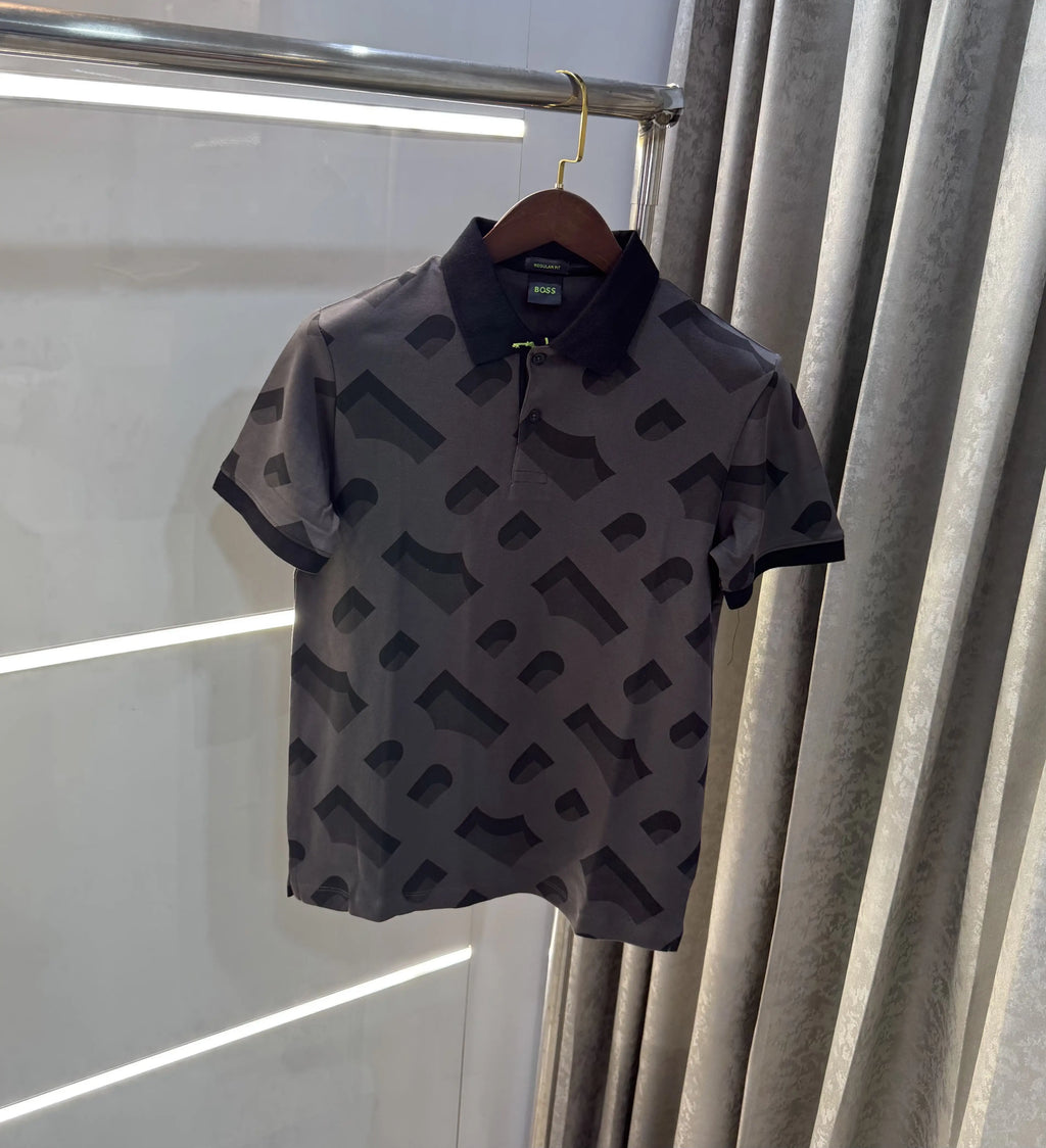 Hugo  Boss Grey Premium Polo T-shirt