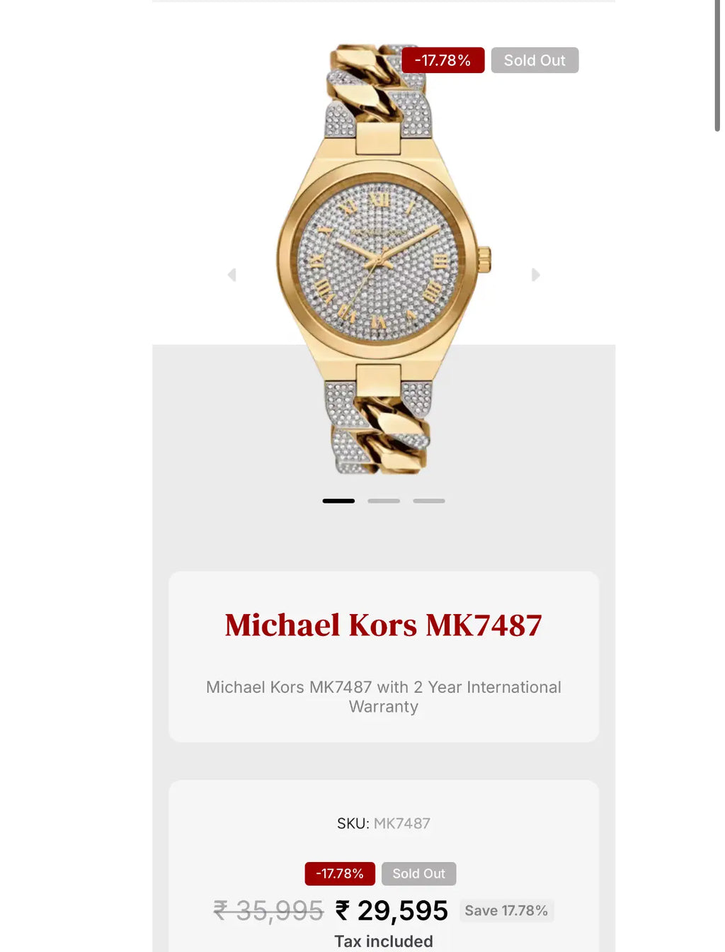 Michael Kors Lennox Gold Premium Watch