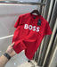 Hugo Bos s Red Logo Print Premium T-Shirt
