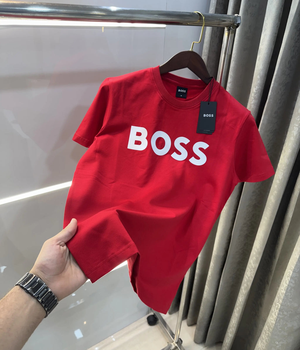 Hugo Bos s Red Logo Print Premium T-Shirt