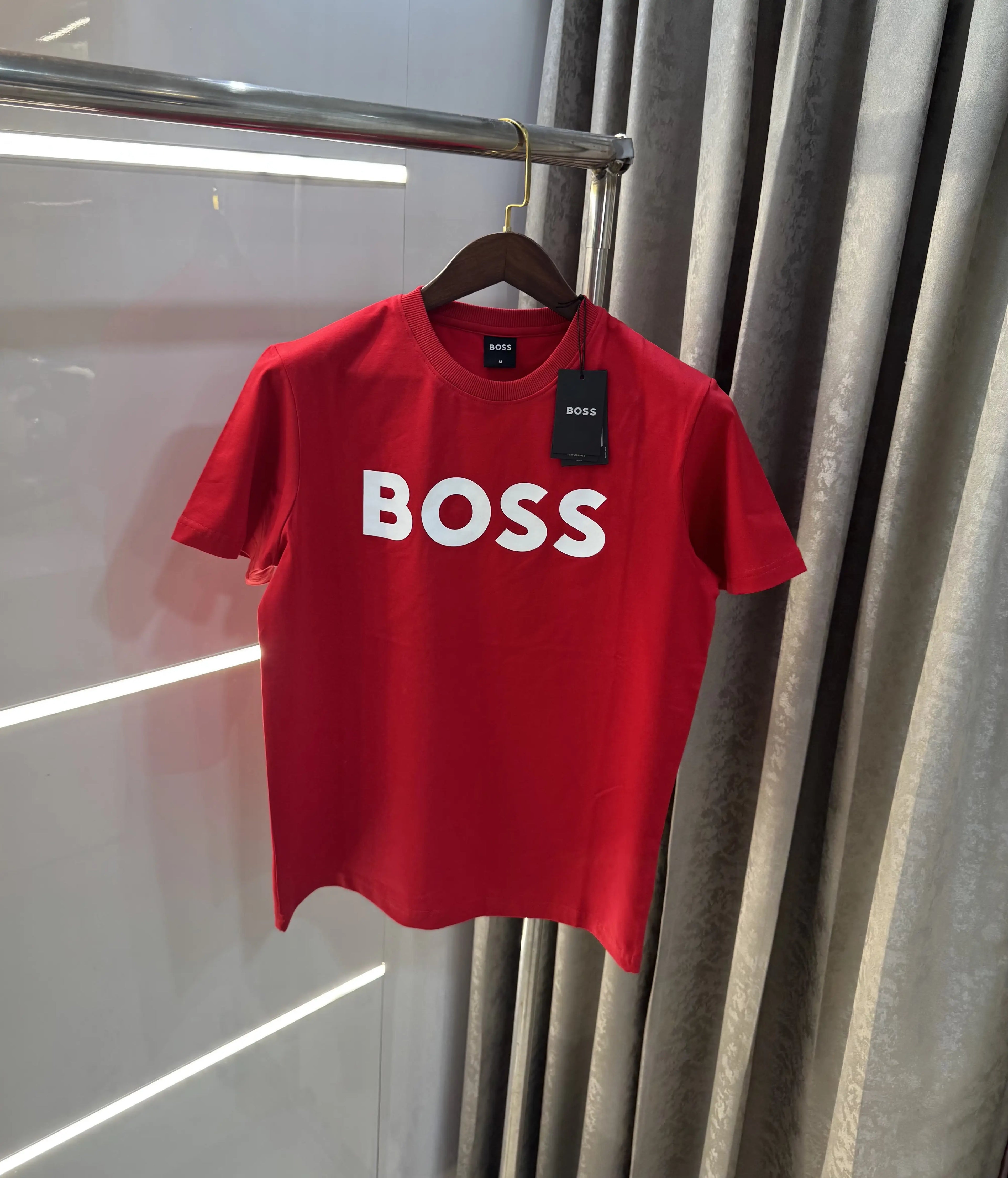 Hugo Bos s Red Logo Print Premium T-Shirt