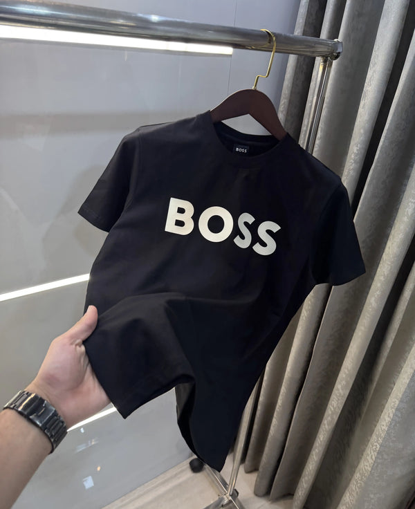 Hugo Bos s Black Logo Print Premium T-Shirt