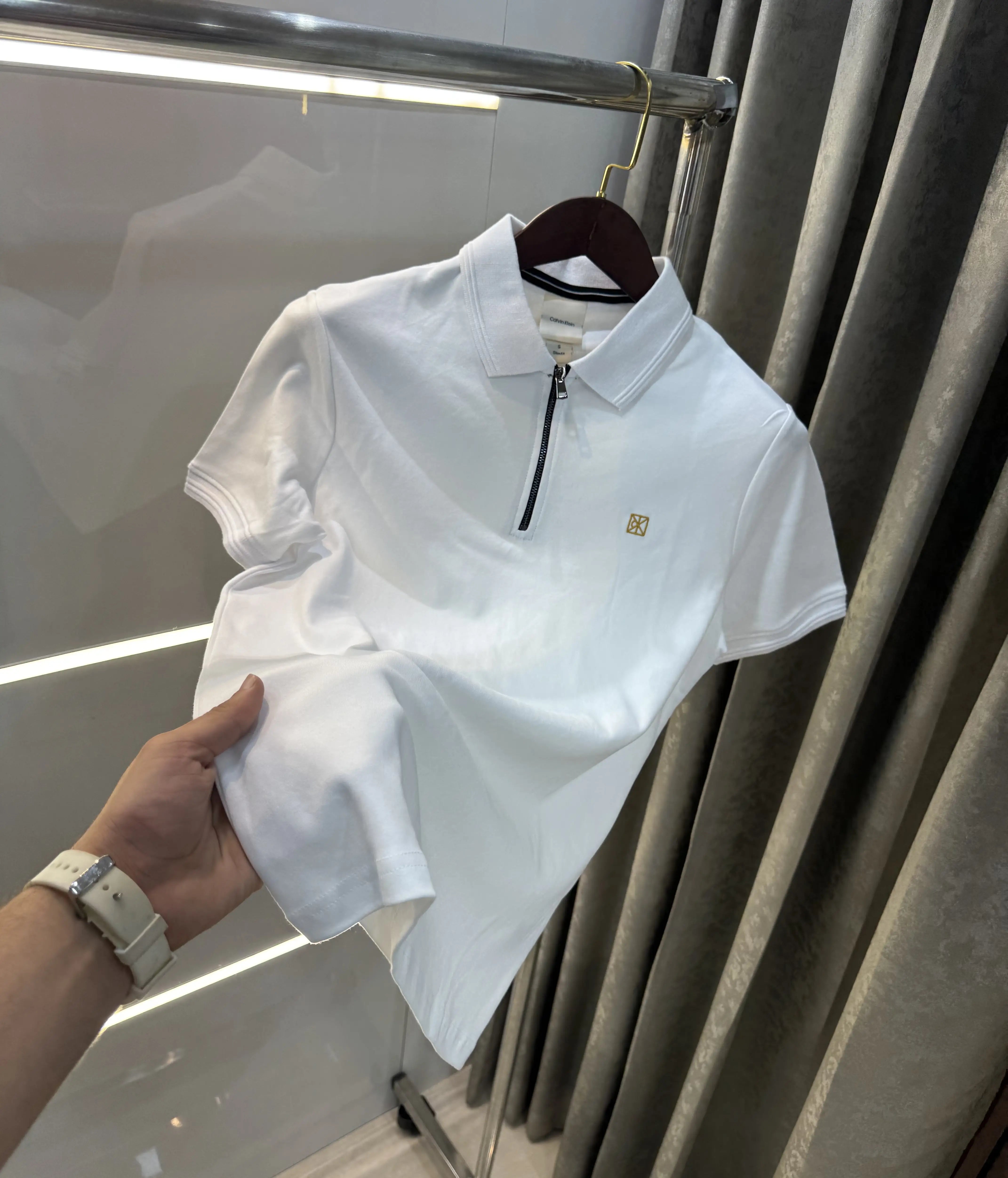 Calvin Klein White Logo Work Premium Polo T-Shirt Main image