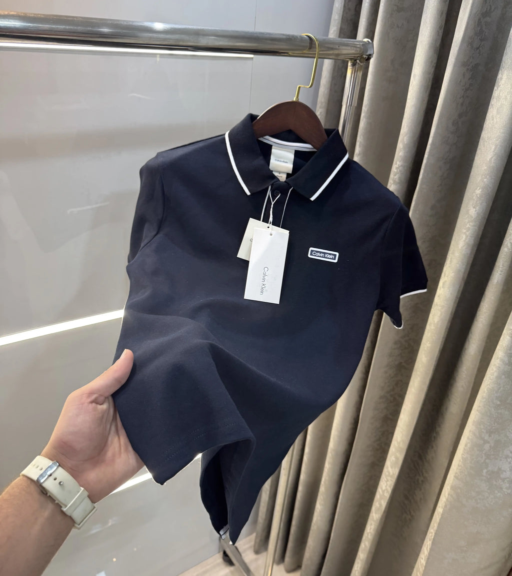 Calvin Klein Navy Blue Logo Work Premium Polo T-Shirt