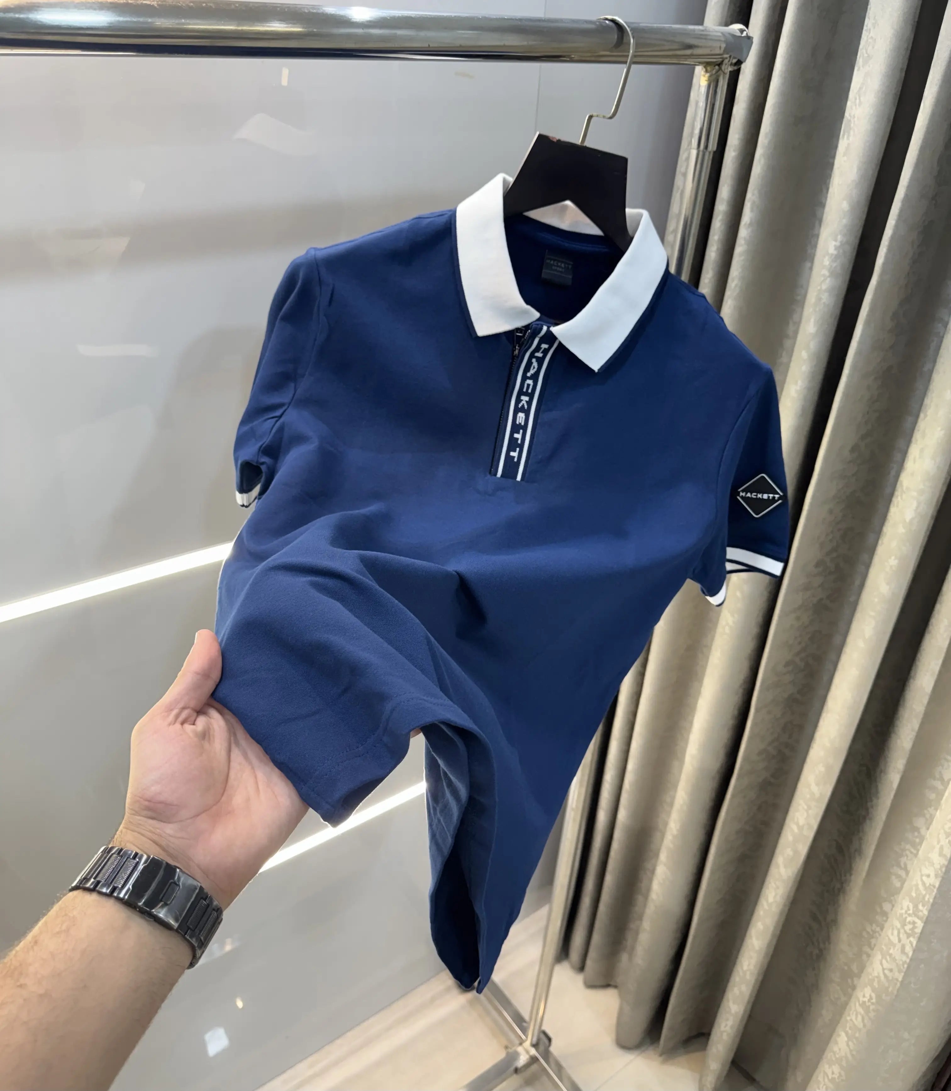 Hacket Blue Logo Work Premium Polo T-Shirt