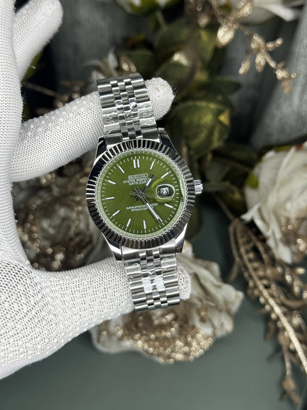 Seik o Datejust Silver Olive Premium Watch
