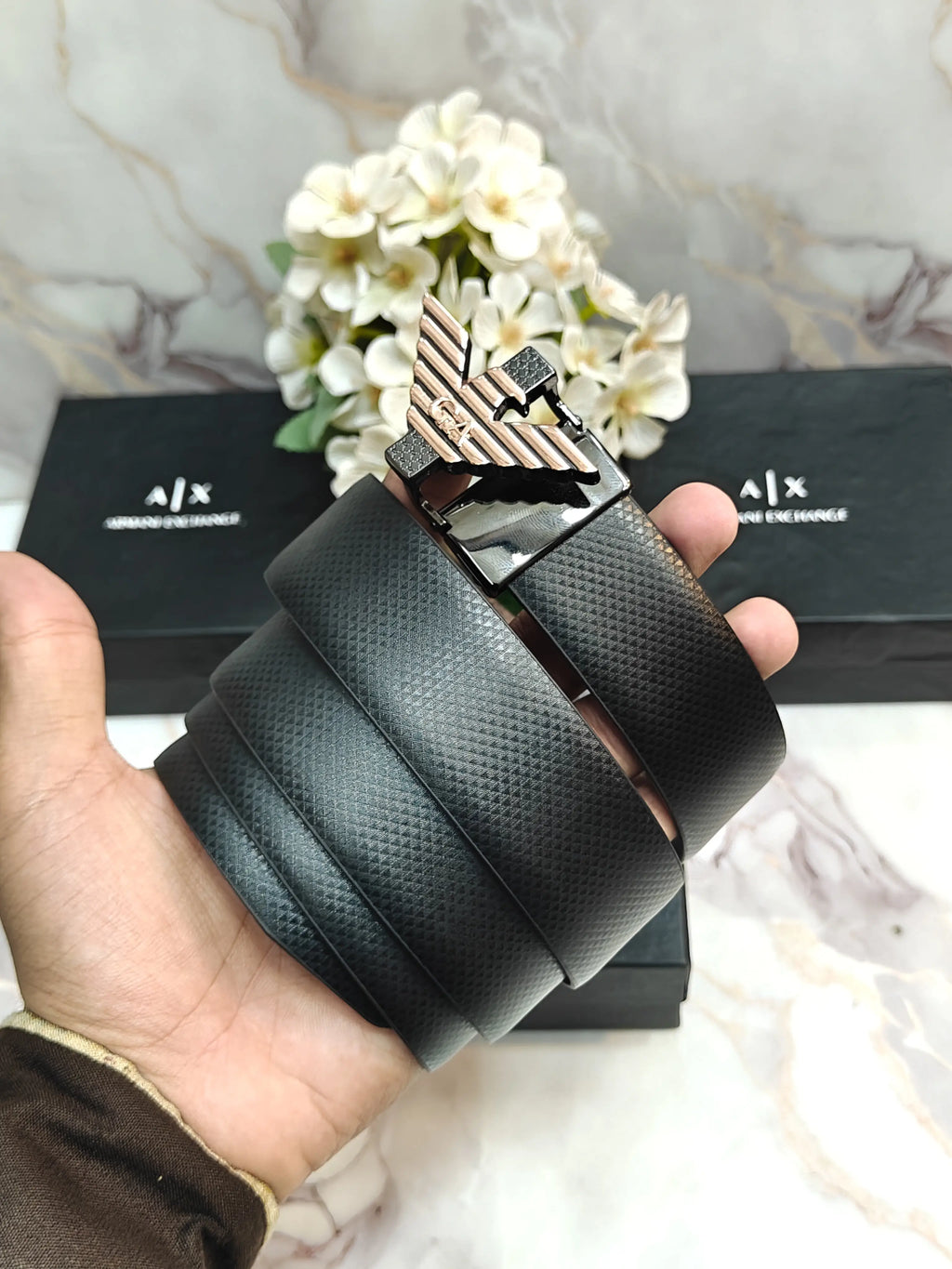 AX ARMANI EXCHANGE PREMIUM QUALITY REVERSEABLE BELT WITH OG BOX AX-121