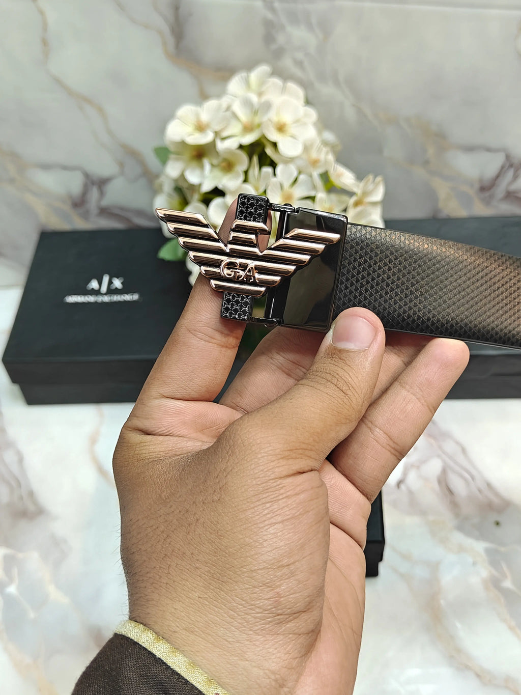 AX ARMANI EXCHANGE PREMIUM QUALITY REVERSEABLE BELT WITH OG BOX AX-121