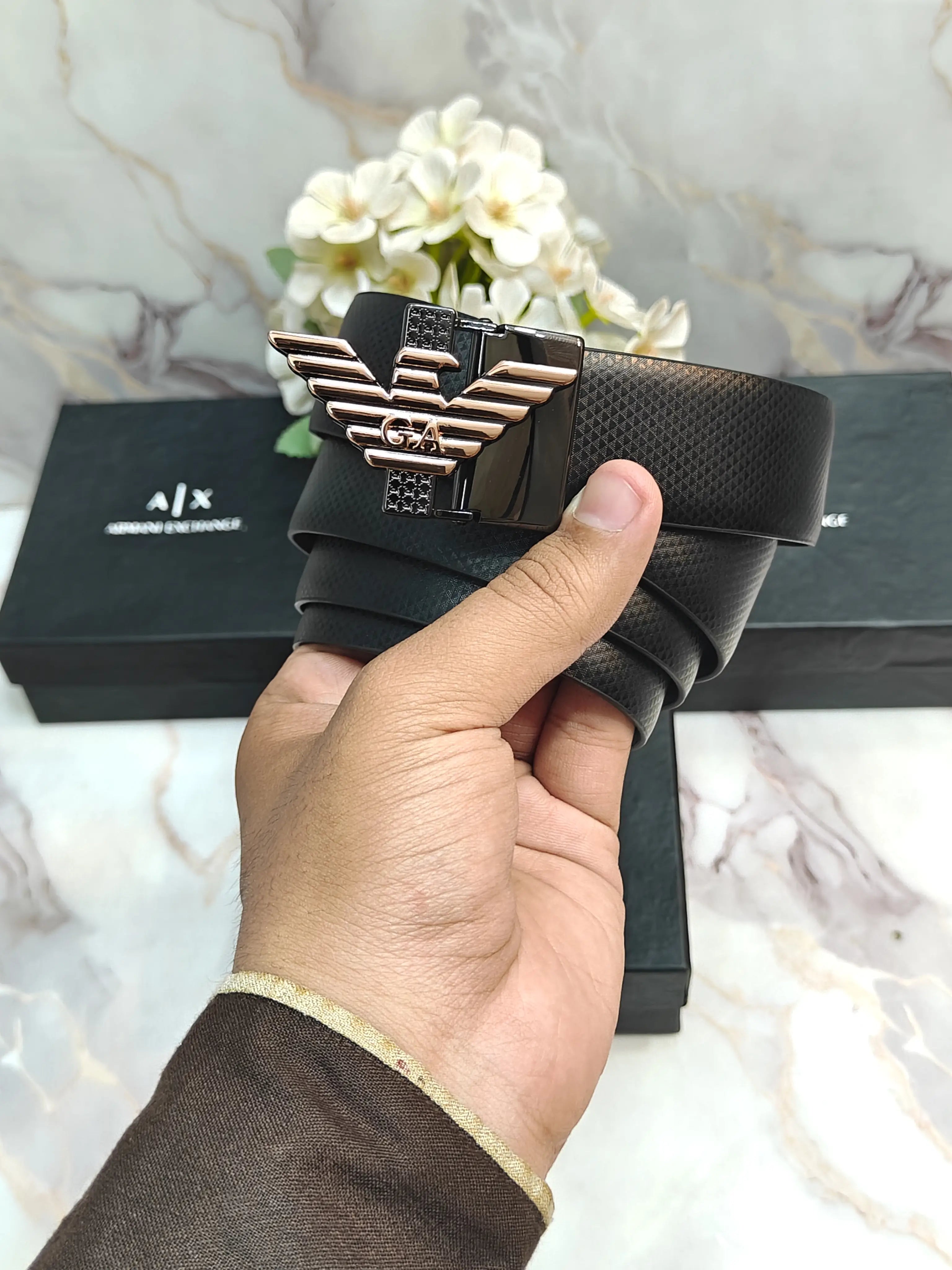 AX ARMANI EXCHANGE PREMIUM QUALITY REVERSEABLE BELT WITH OG BOX AX-121