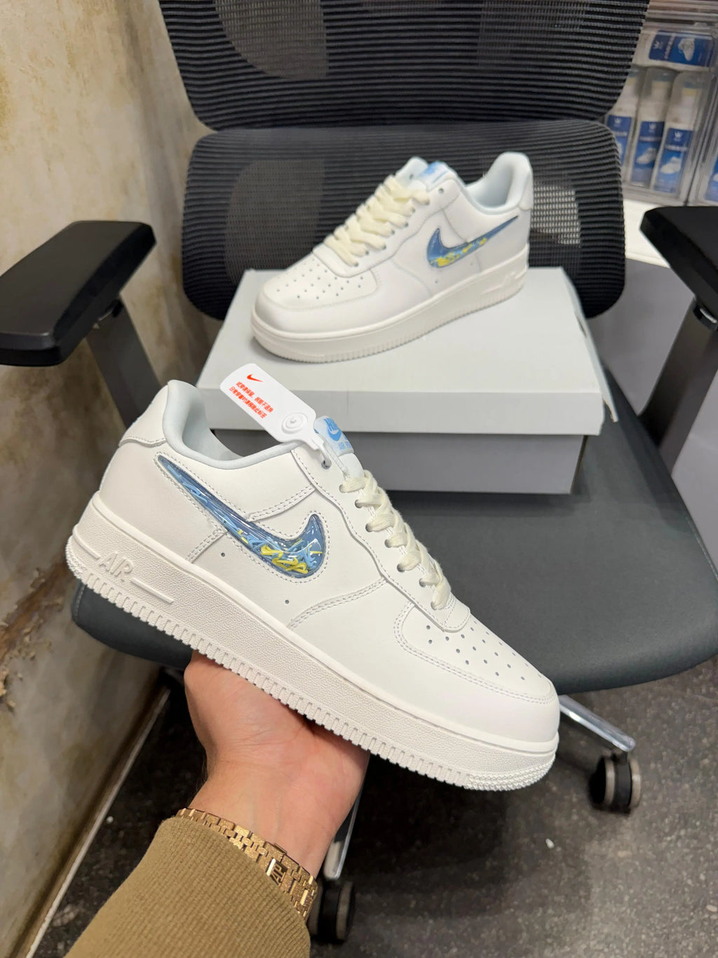 Nike AIRFORCE 1 LV8 3 SAIL CELESTINE BLUE YELLOW