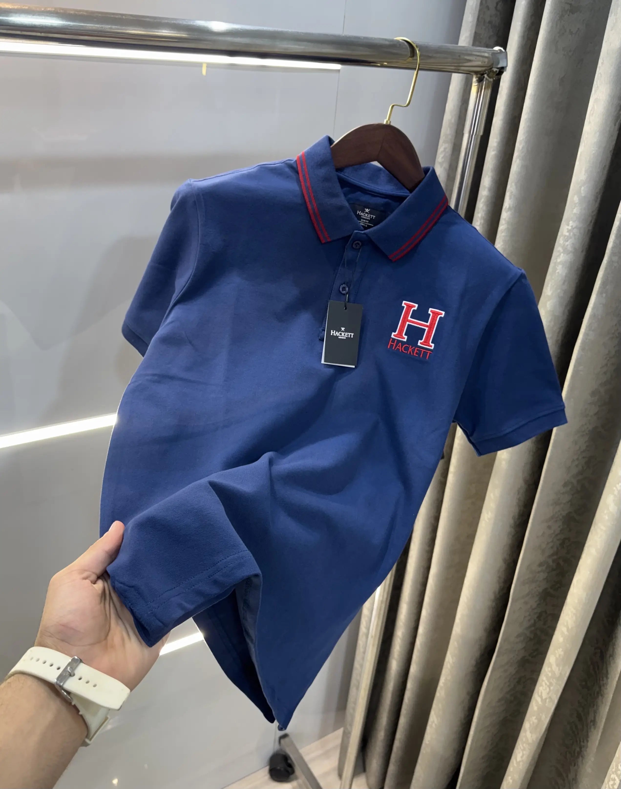 Hacket Petrol Blue Logo Work Premium Polo T-Shirt Secondary image